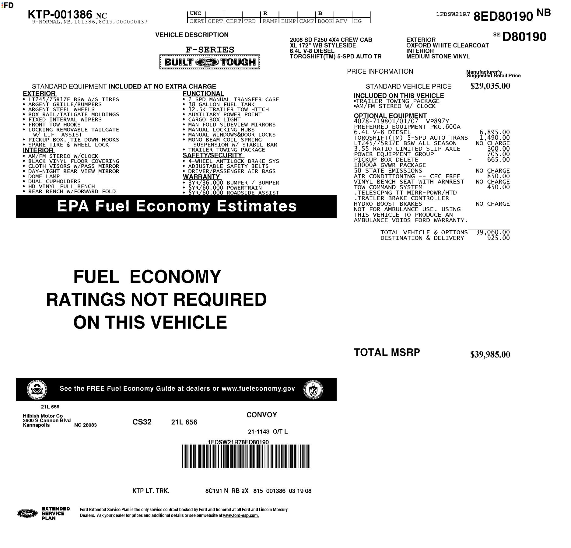 Monroney Label