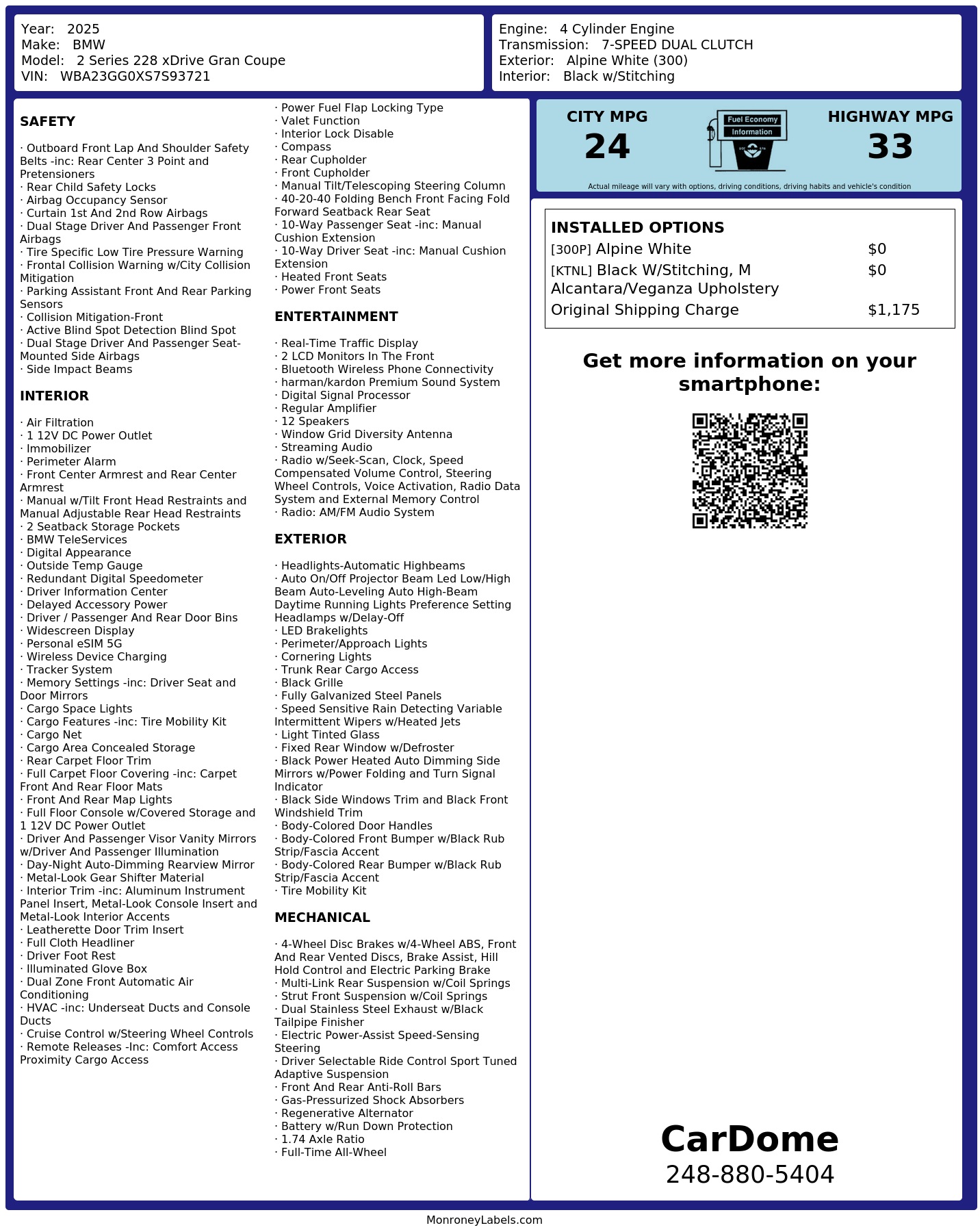 Monroney Label