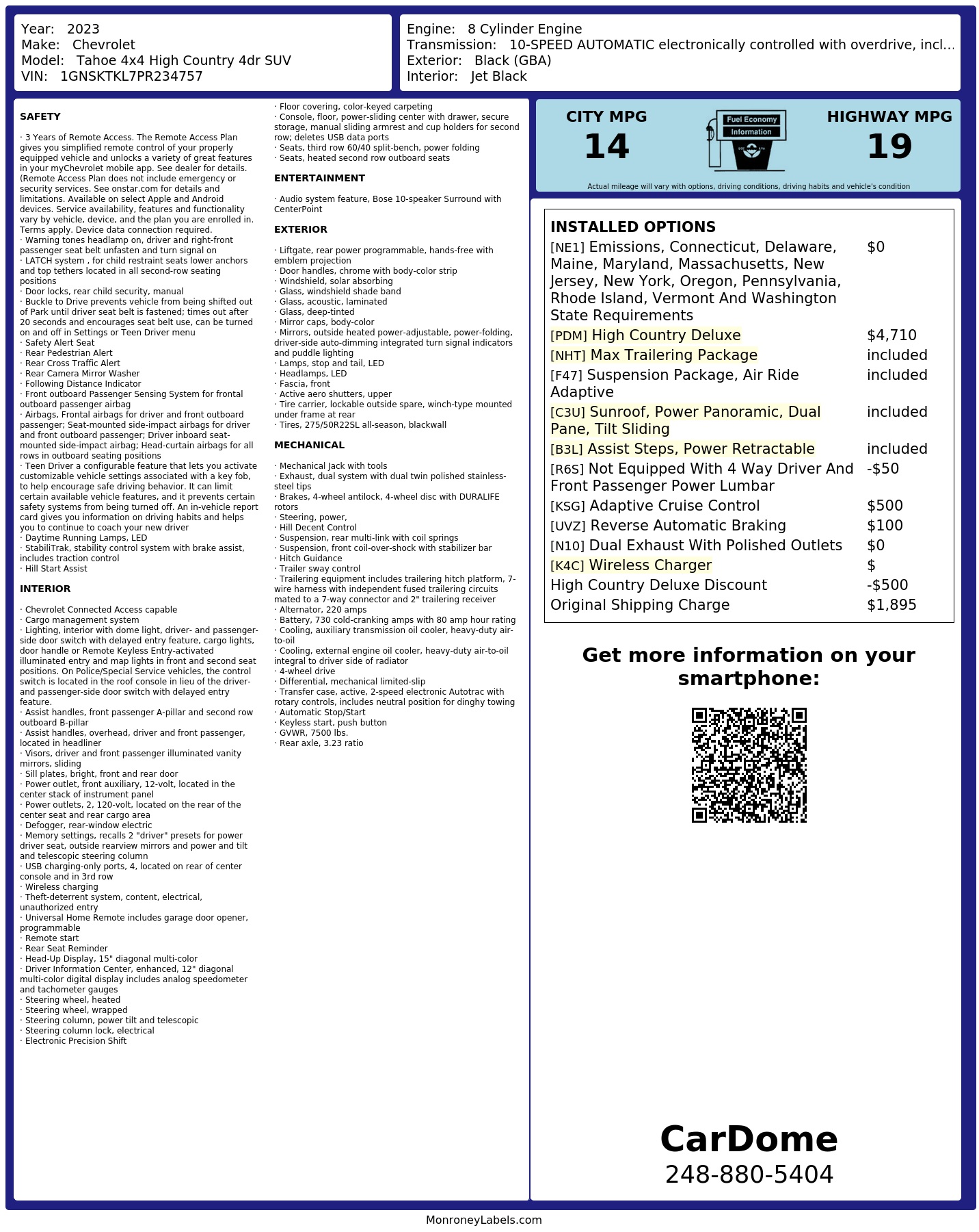 Monroney Label