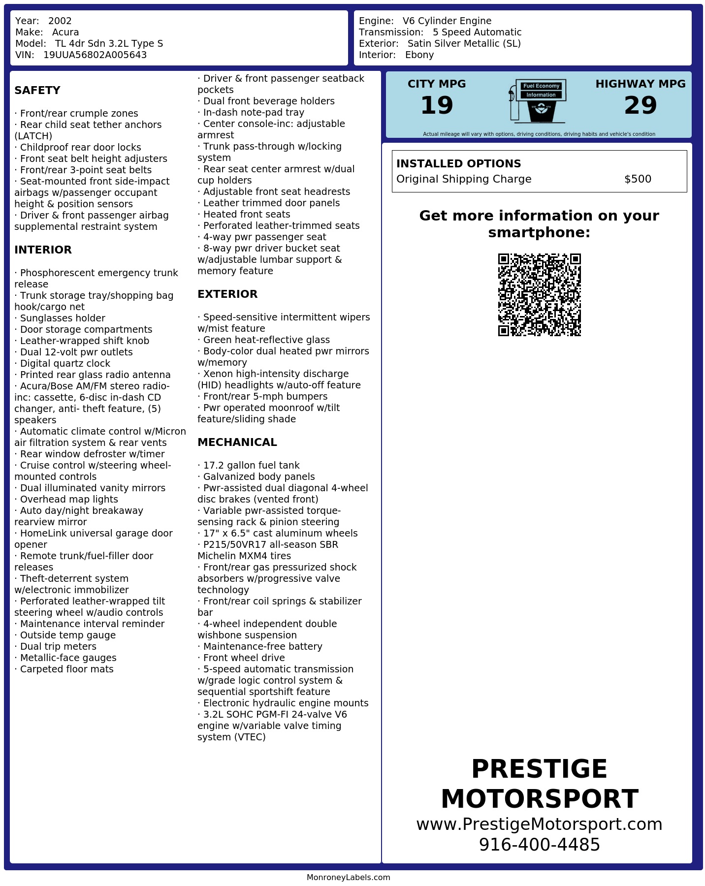 Monroney Label