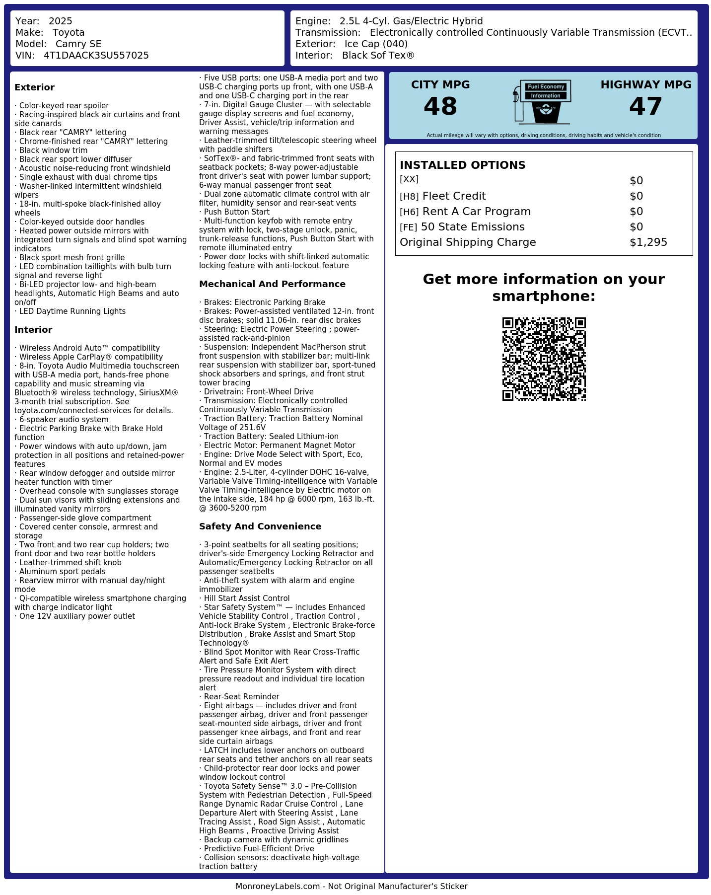Monroney Label