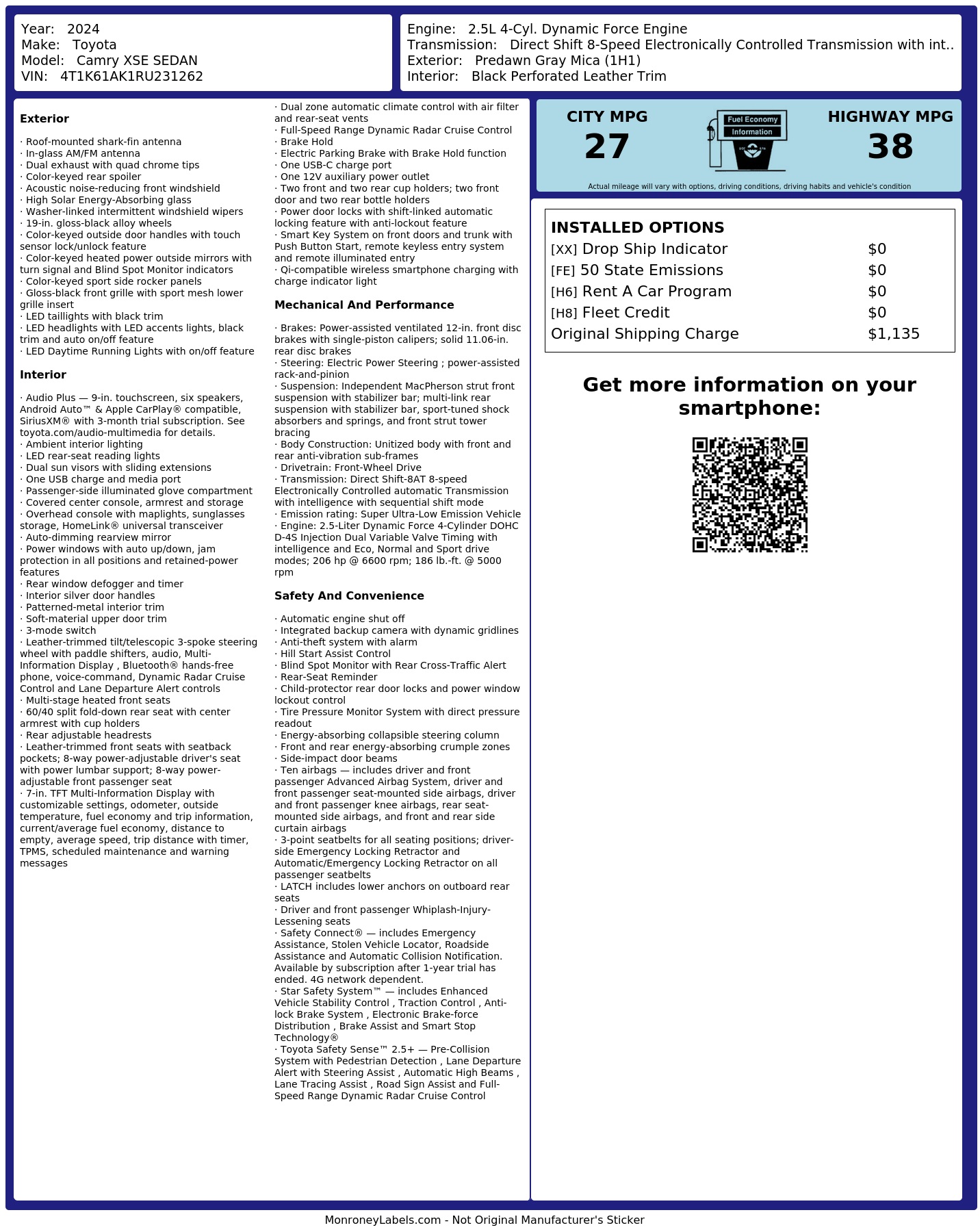 Monroney Label