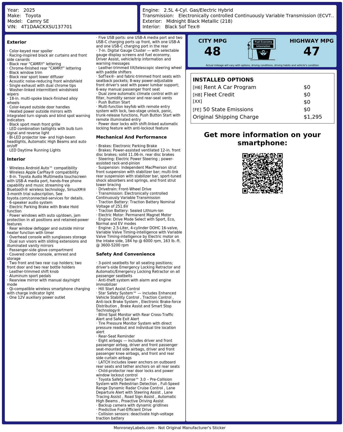 Monroney Label