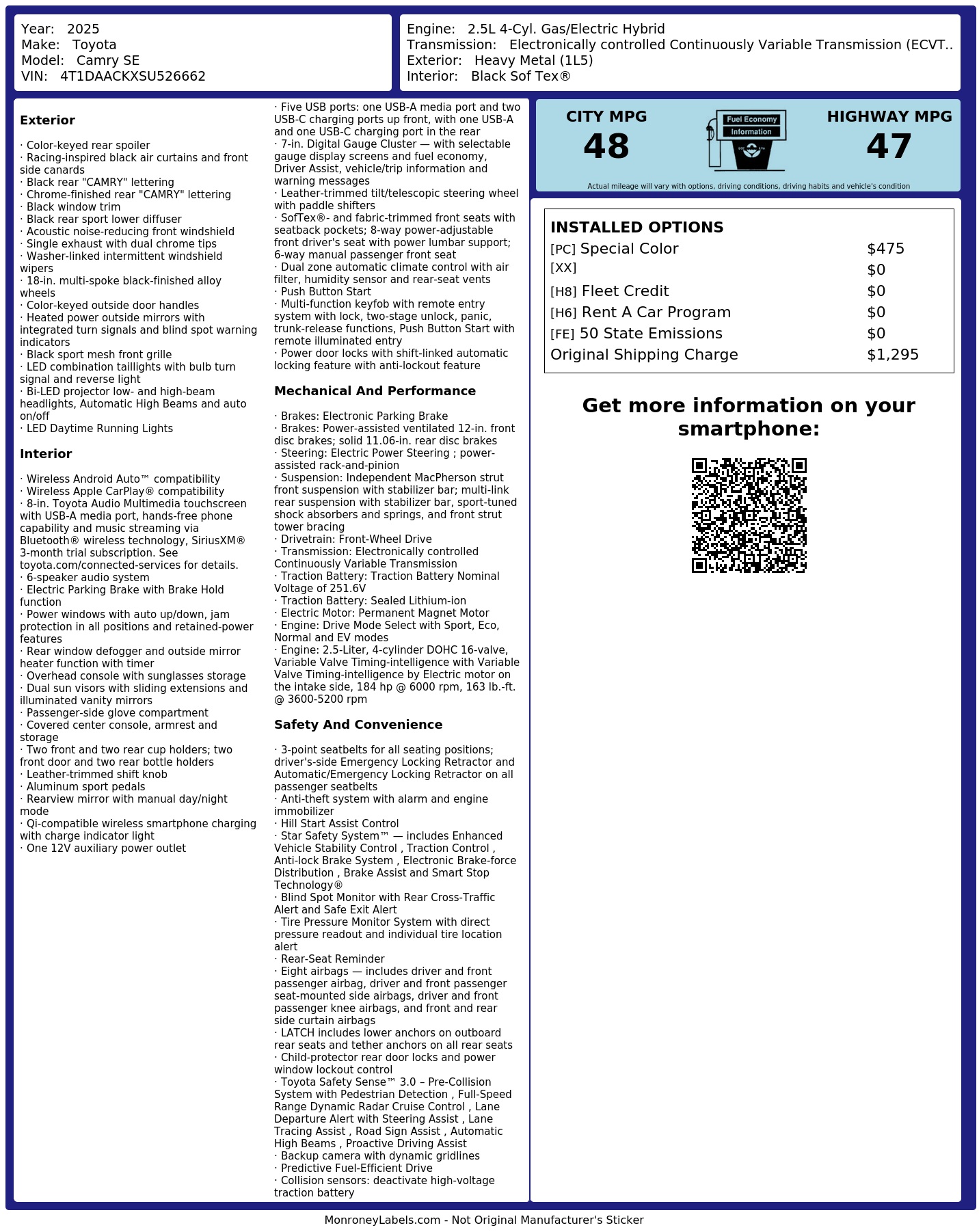 Monroney Label