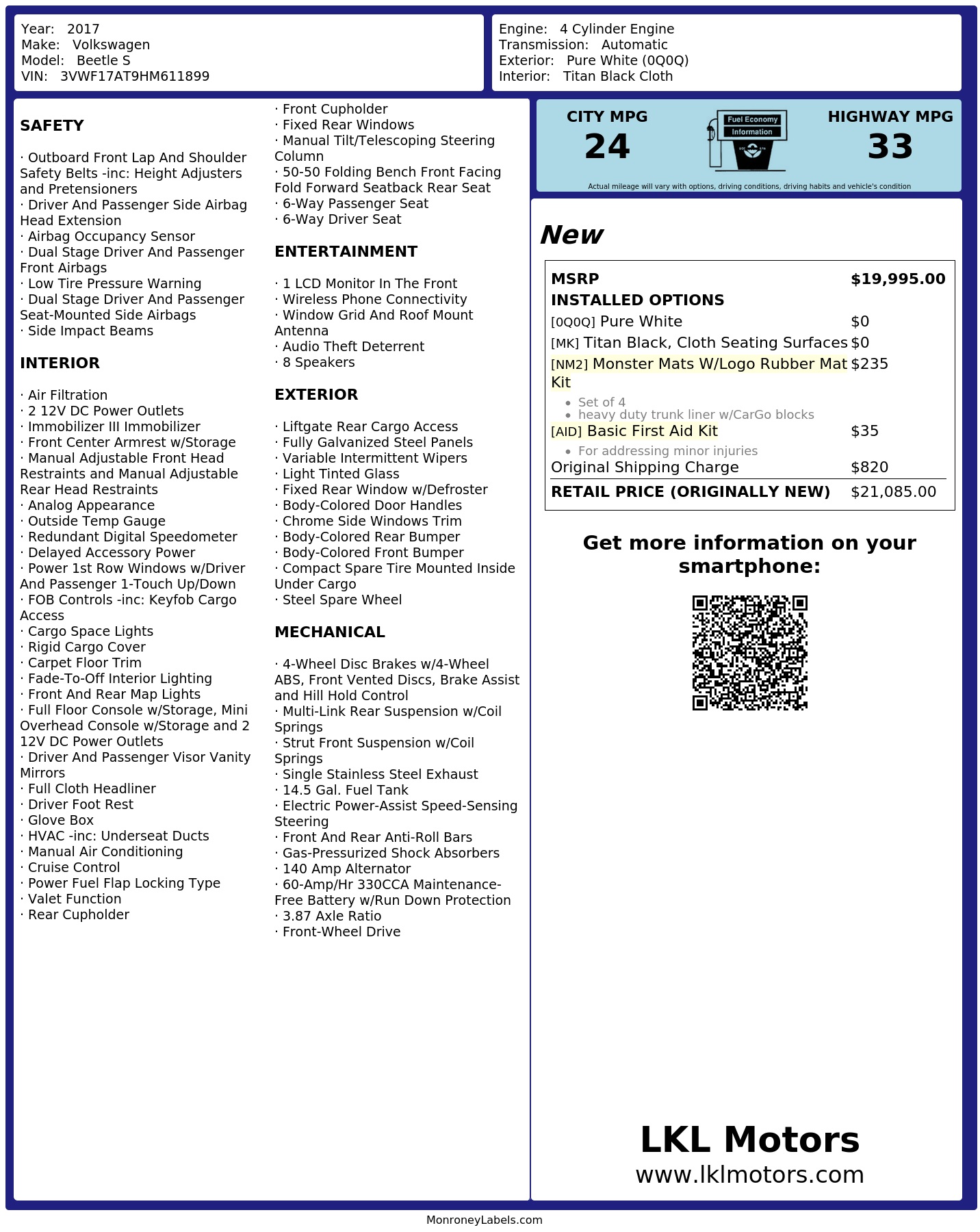 Monroney Label