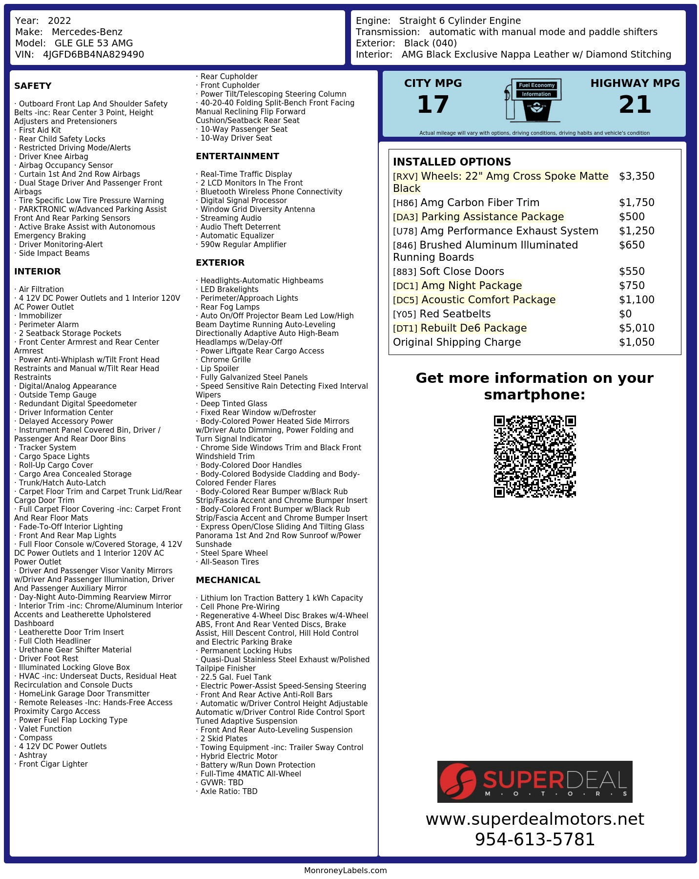 Monroney Label