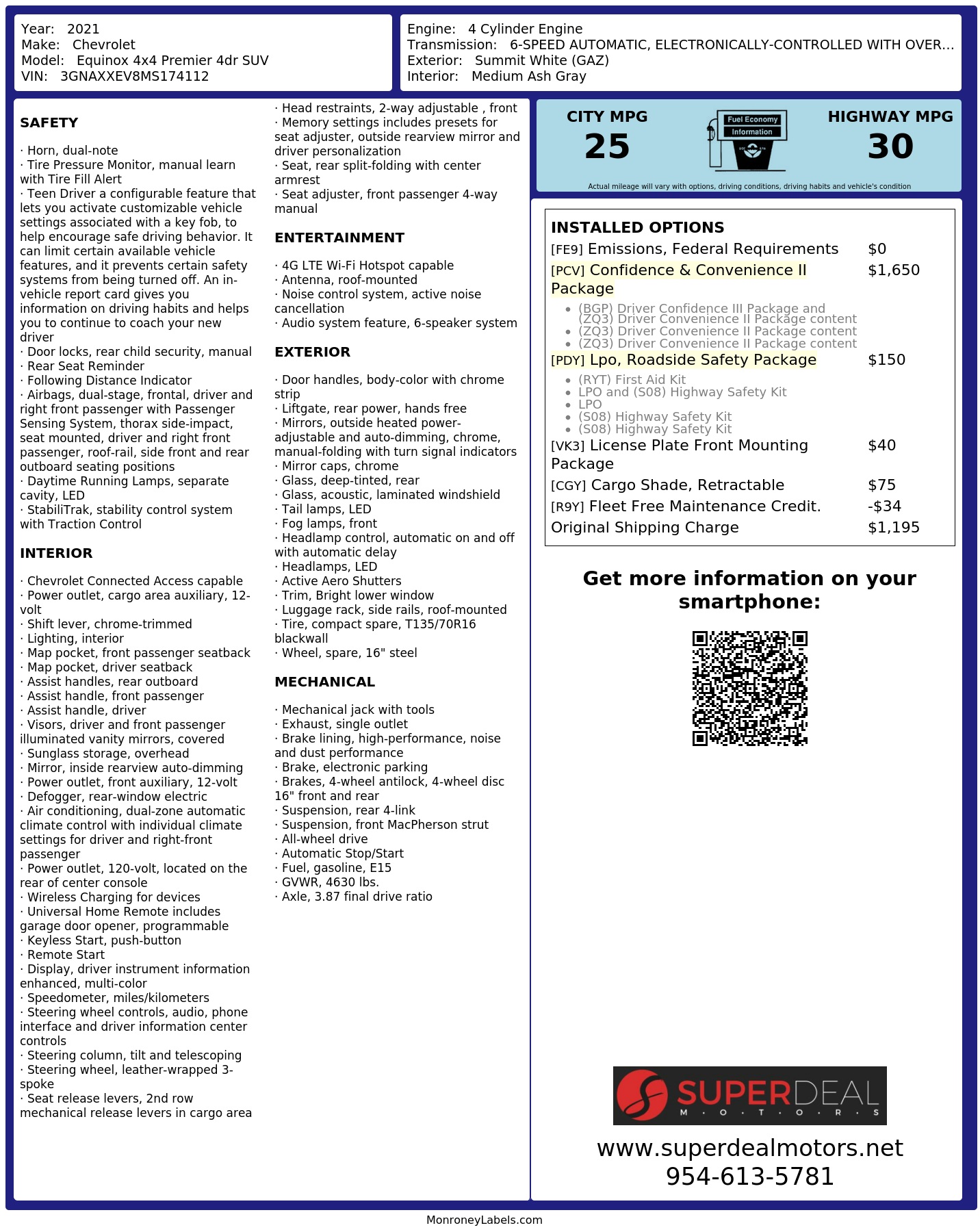 Monroney Label
