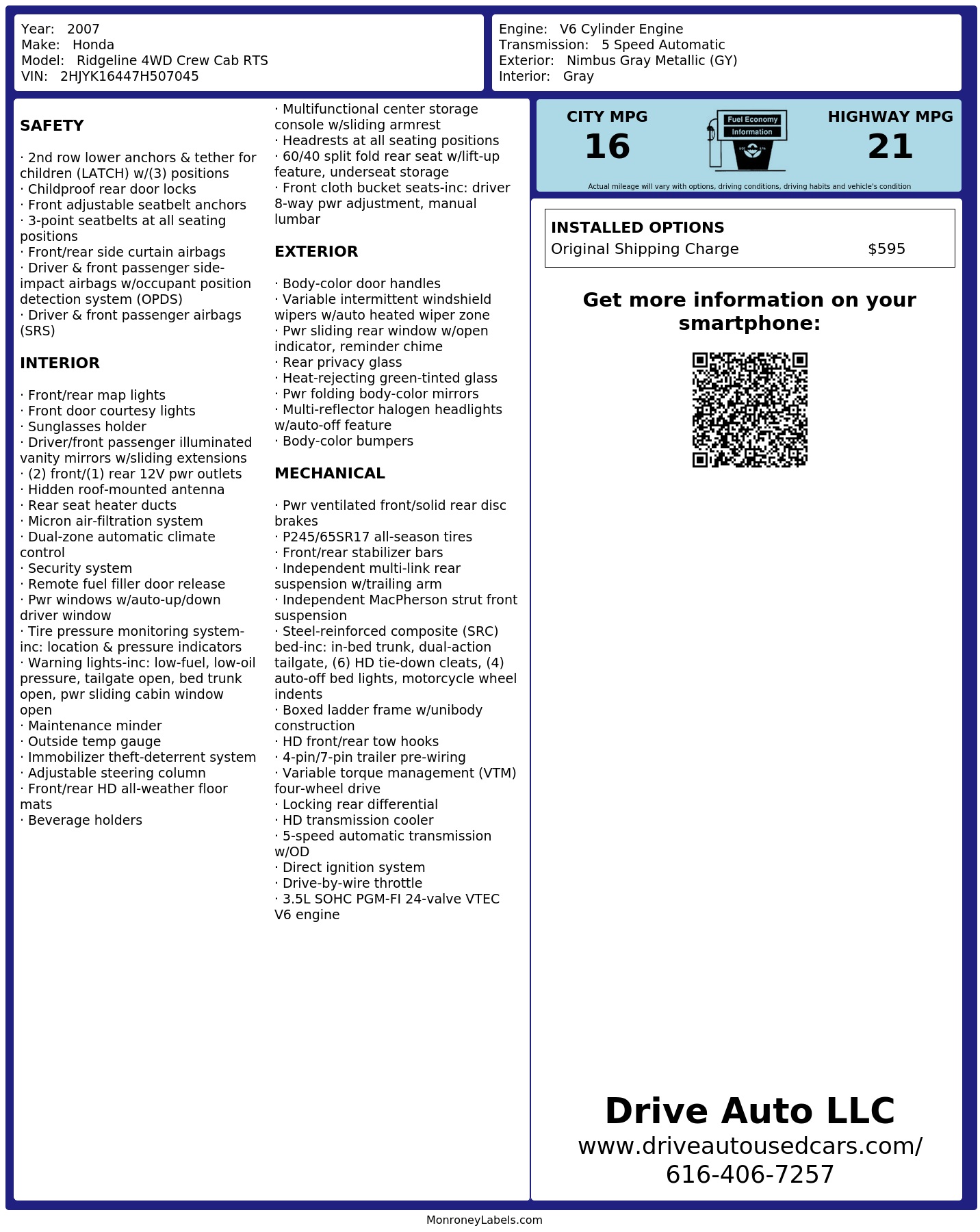 Monroney Label