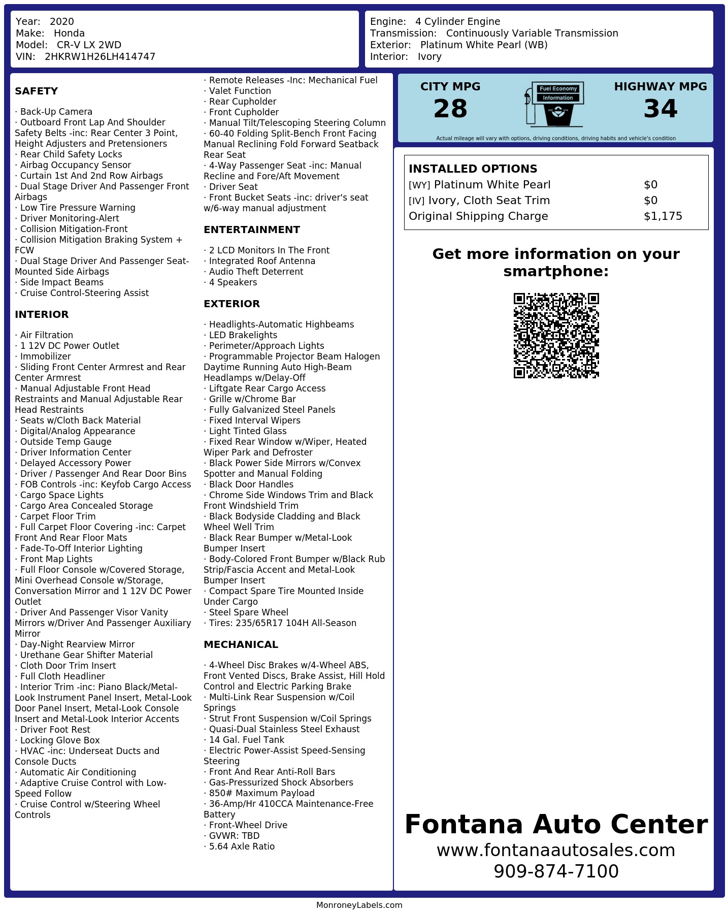 Monroney Label