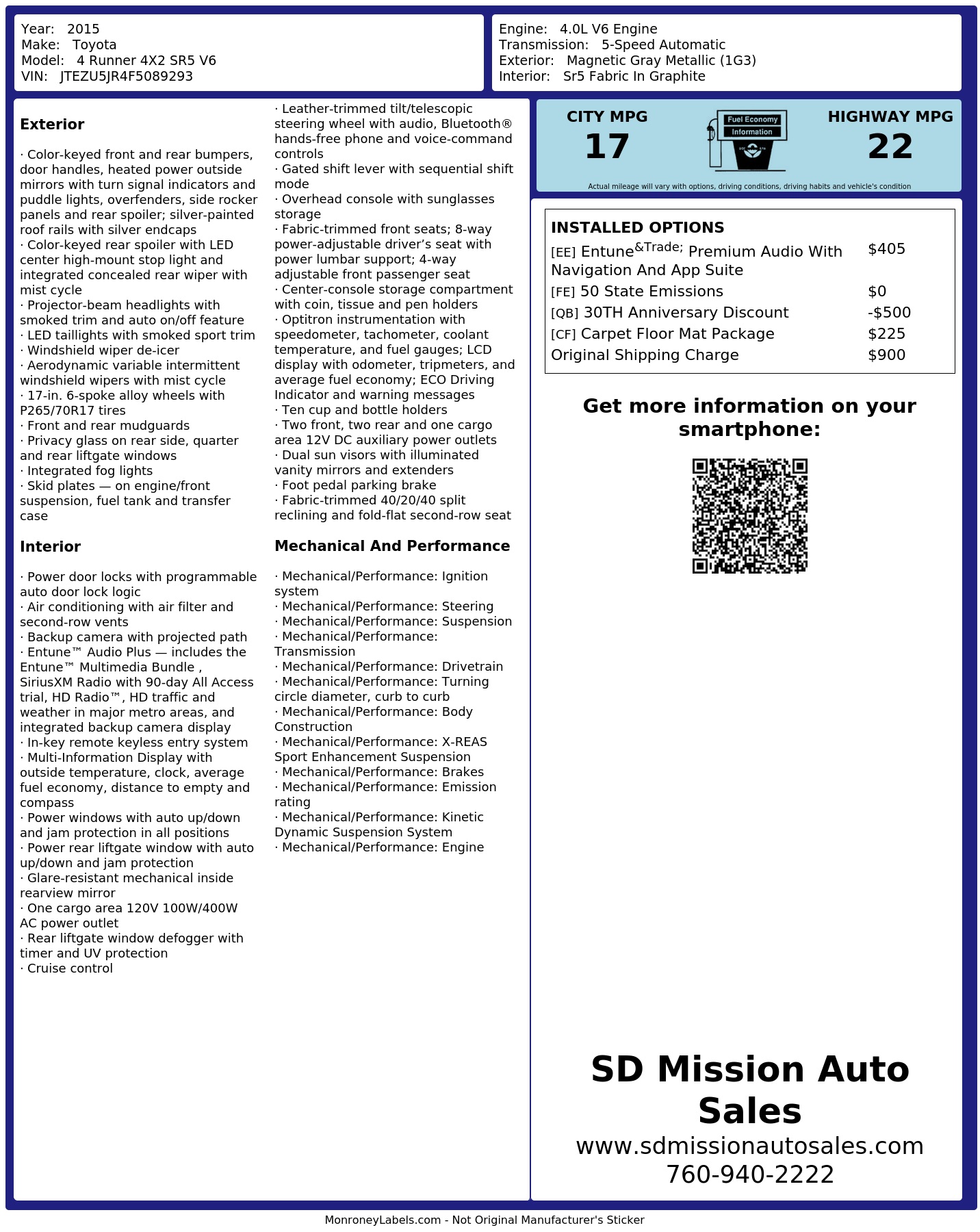 Monroney Label