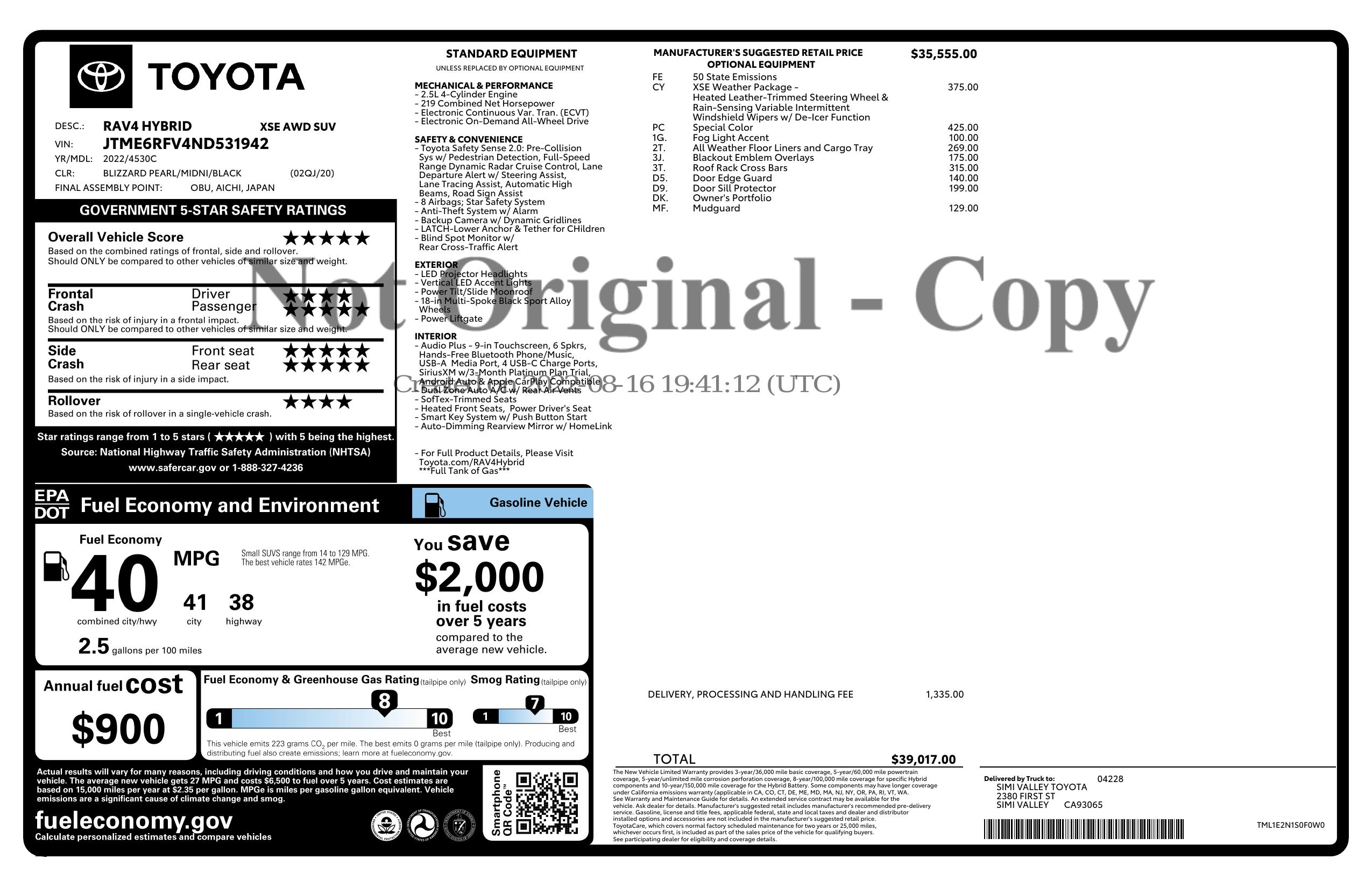 Monroney Label
