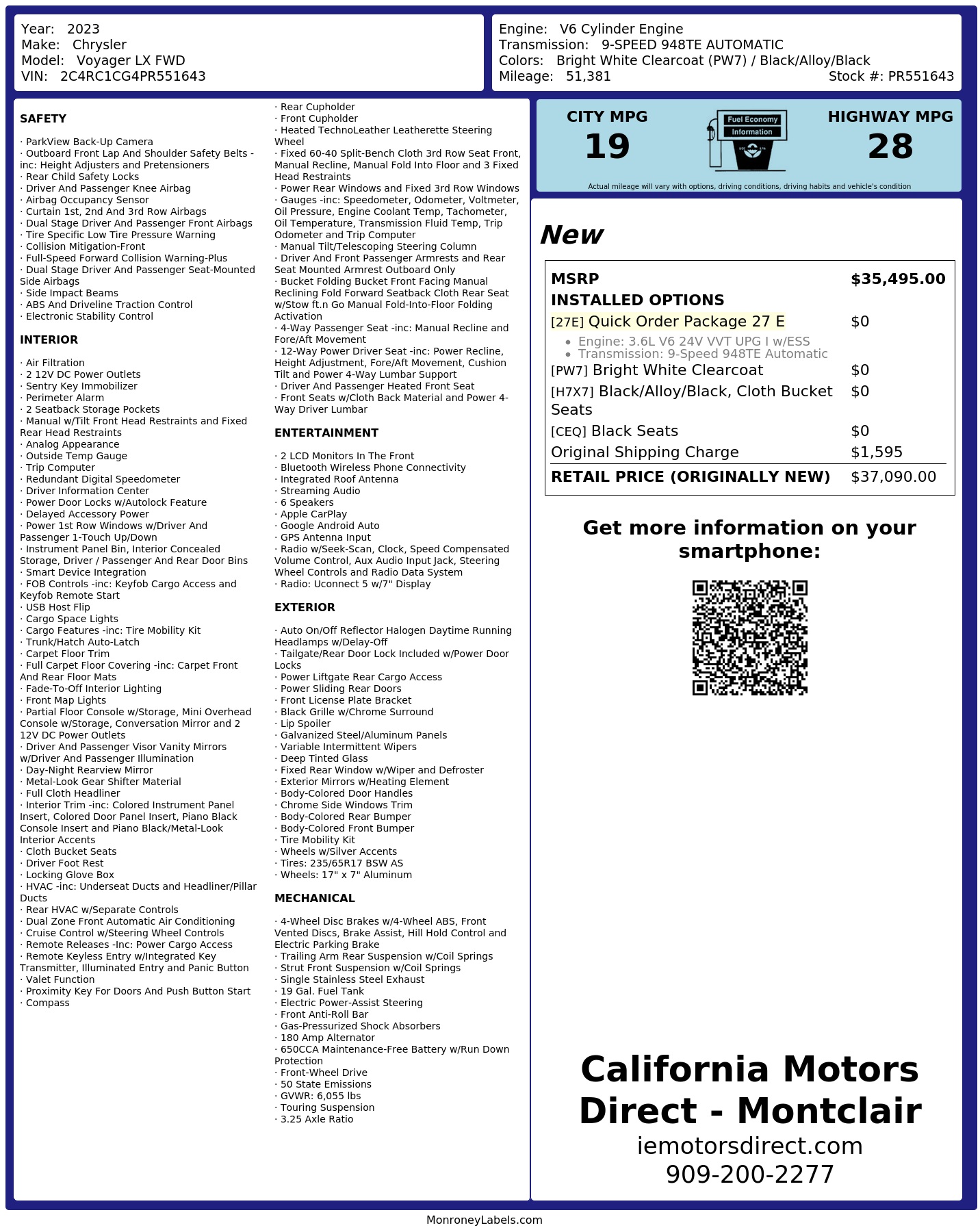 Monroney Label