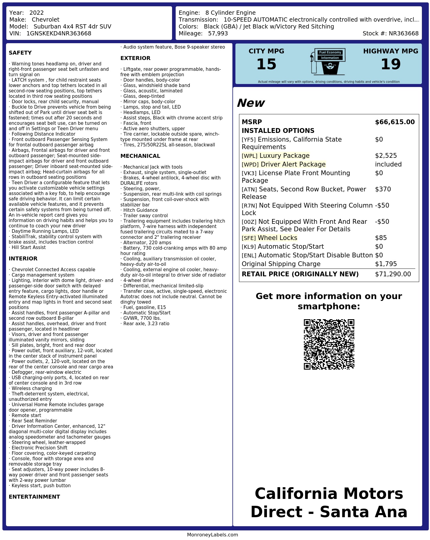 Monroney Label