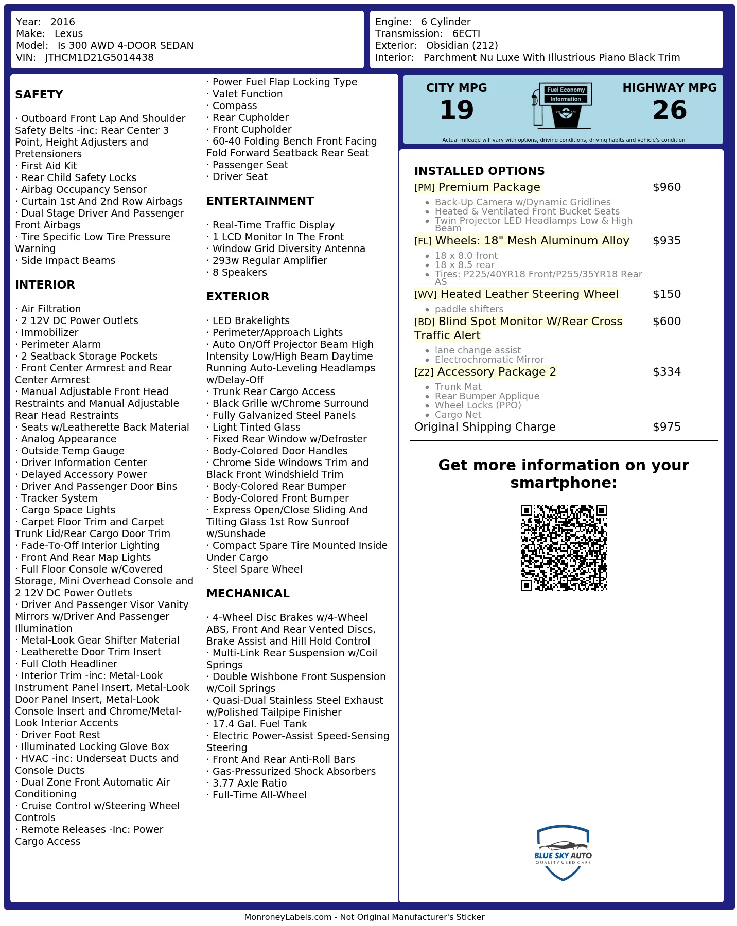 Monroney Label