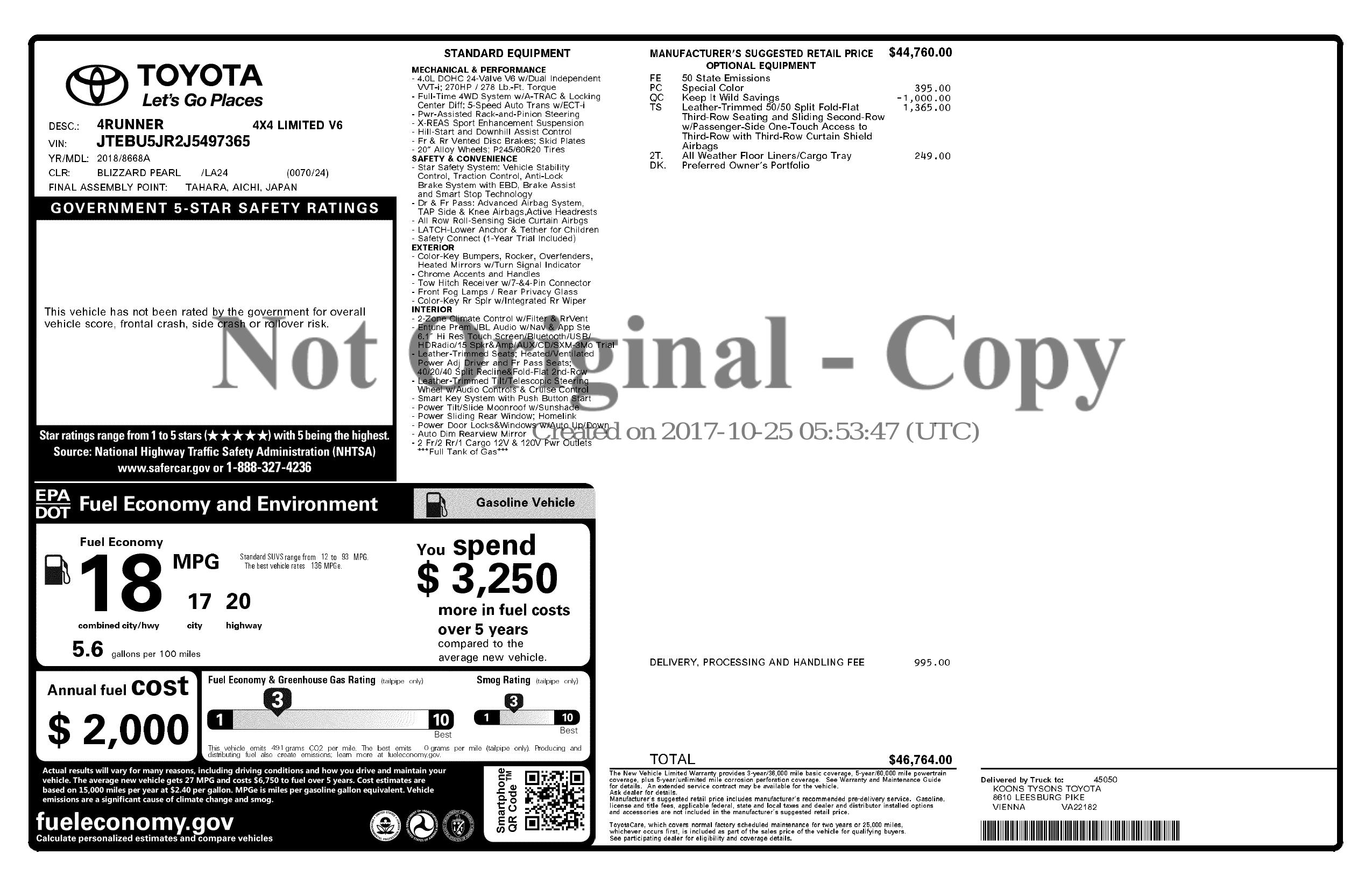Monroney Label