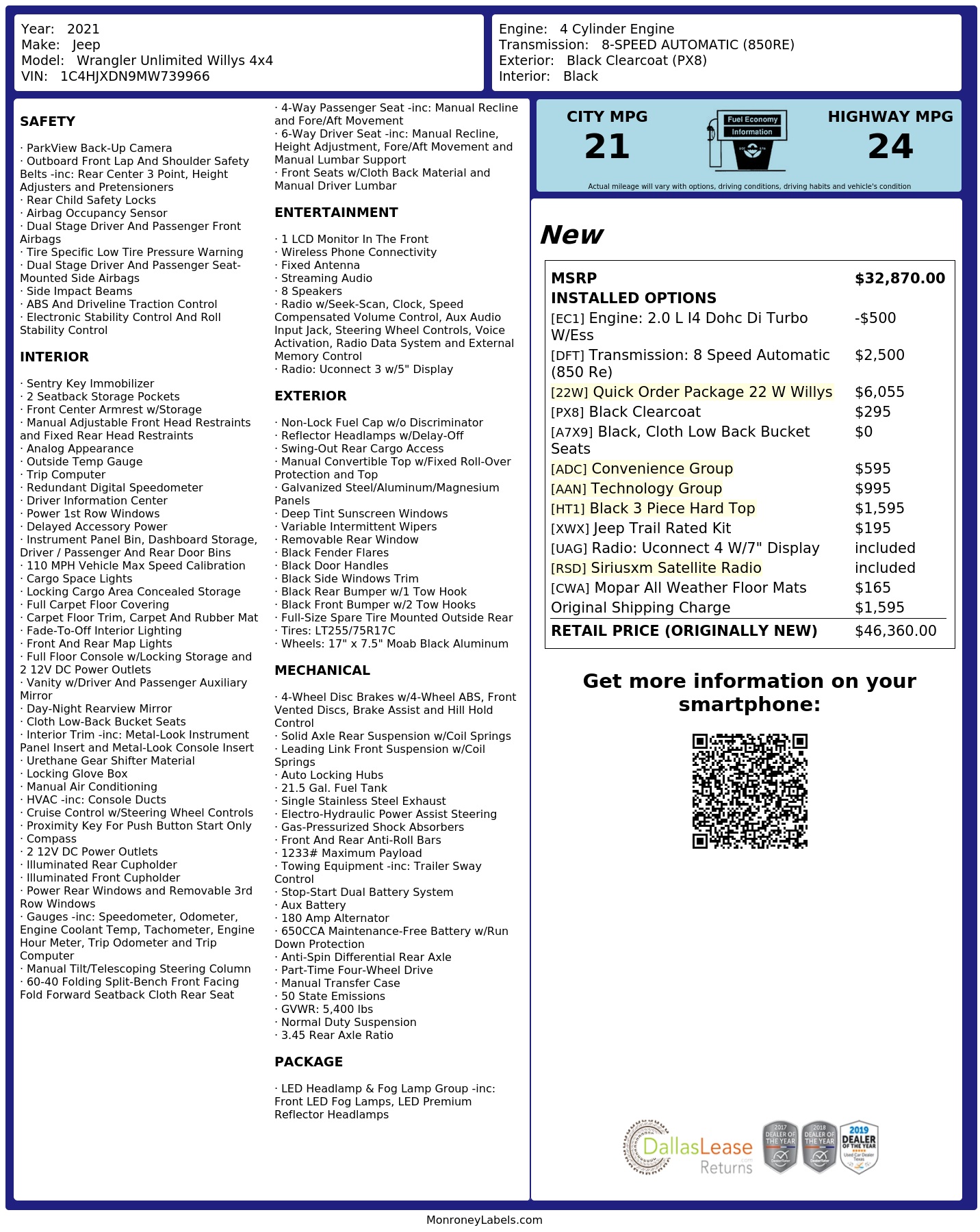 Monroney Label