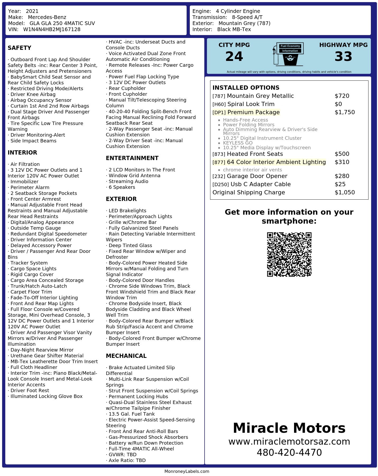 Monroney Label