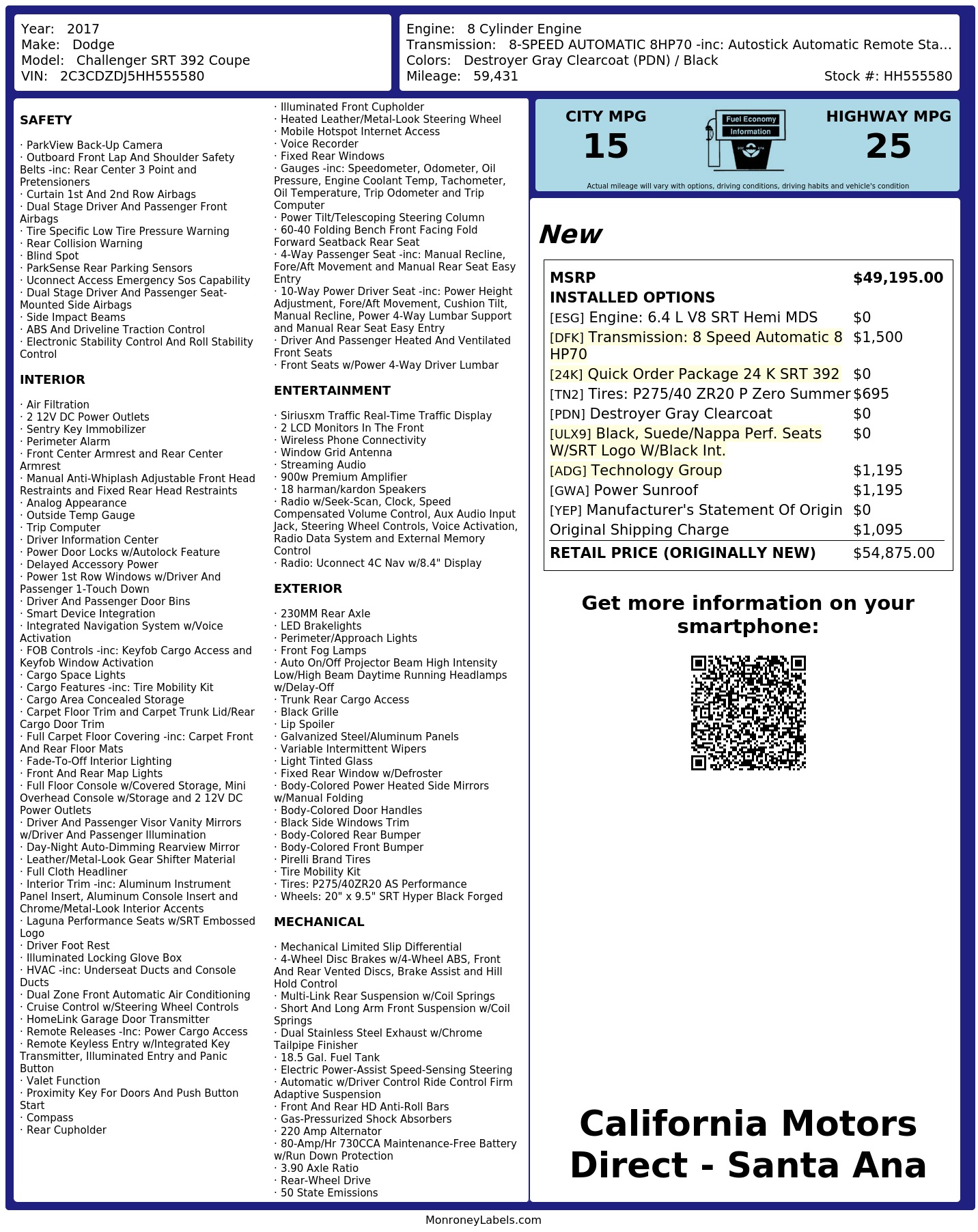 Monroney Label