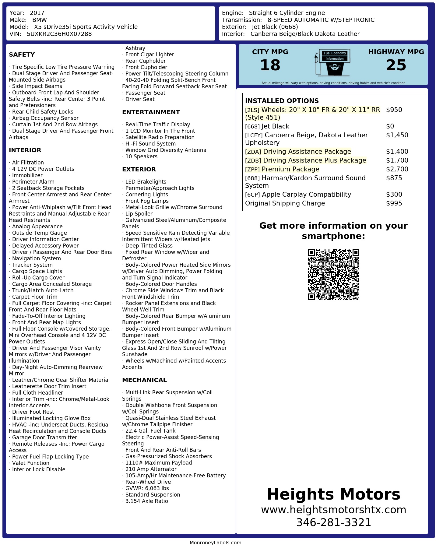 Monroney Label