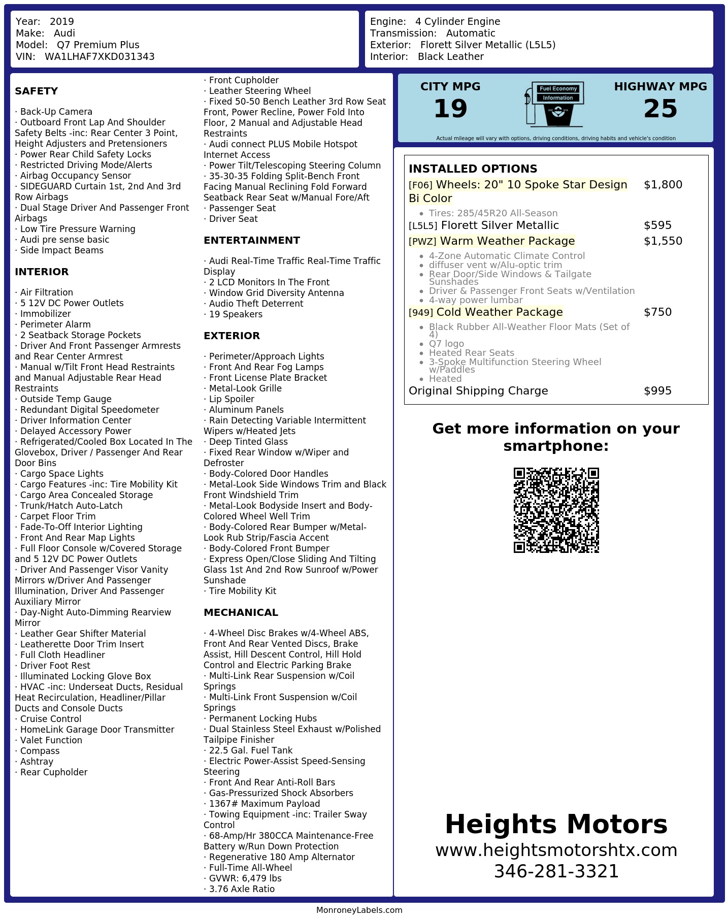Monroney Label