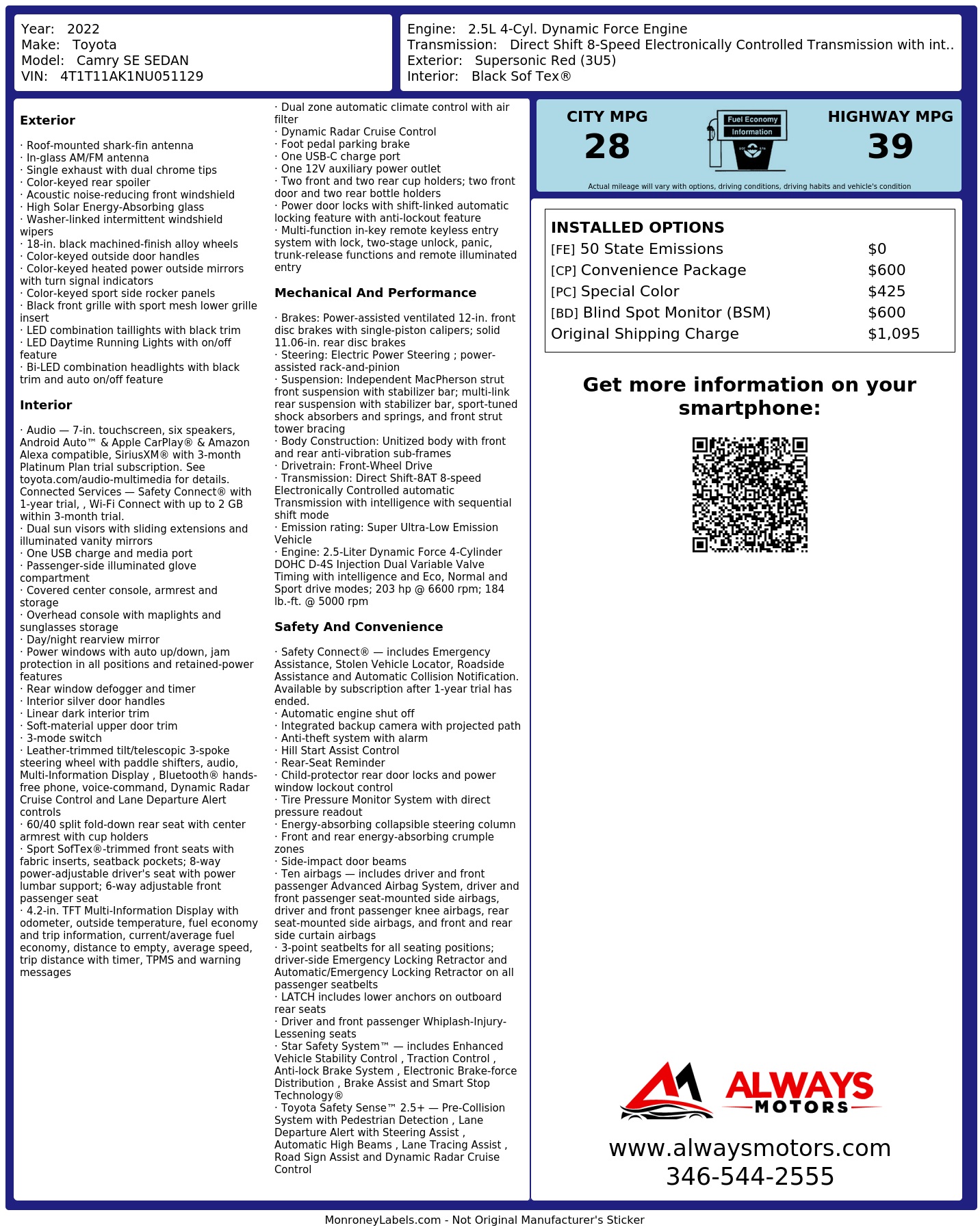Monroney Label