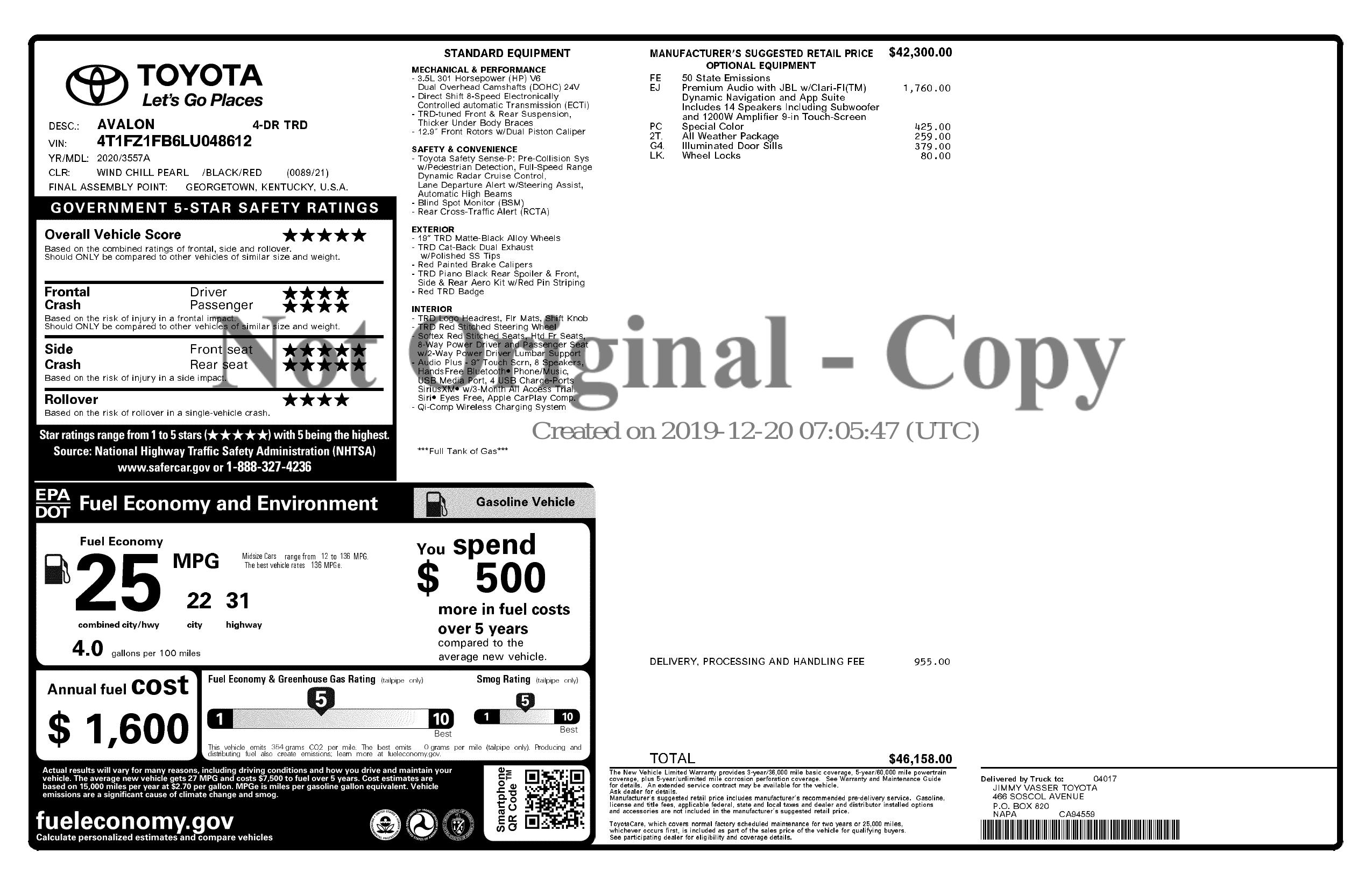 Monroney Label