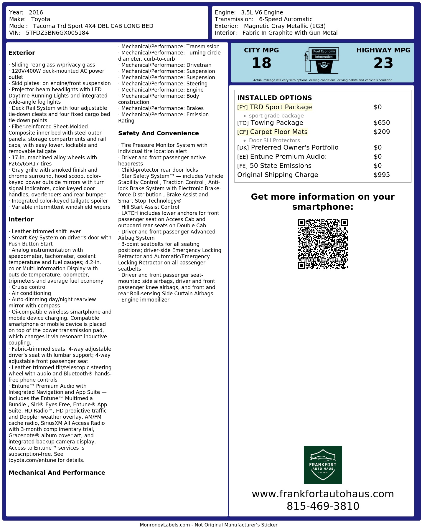 Monroney Label