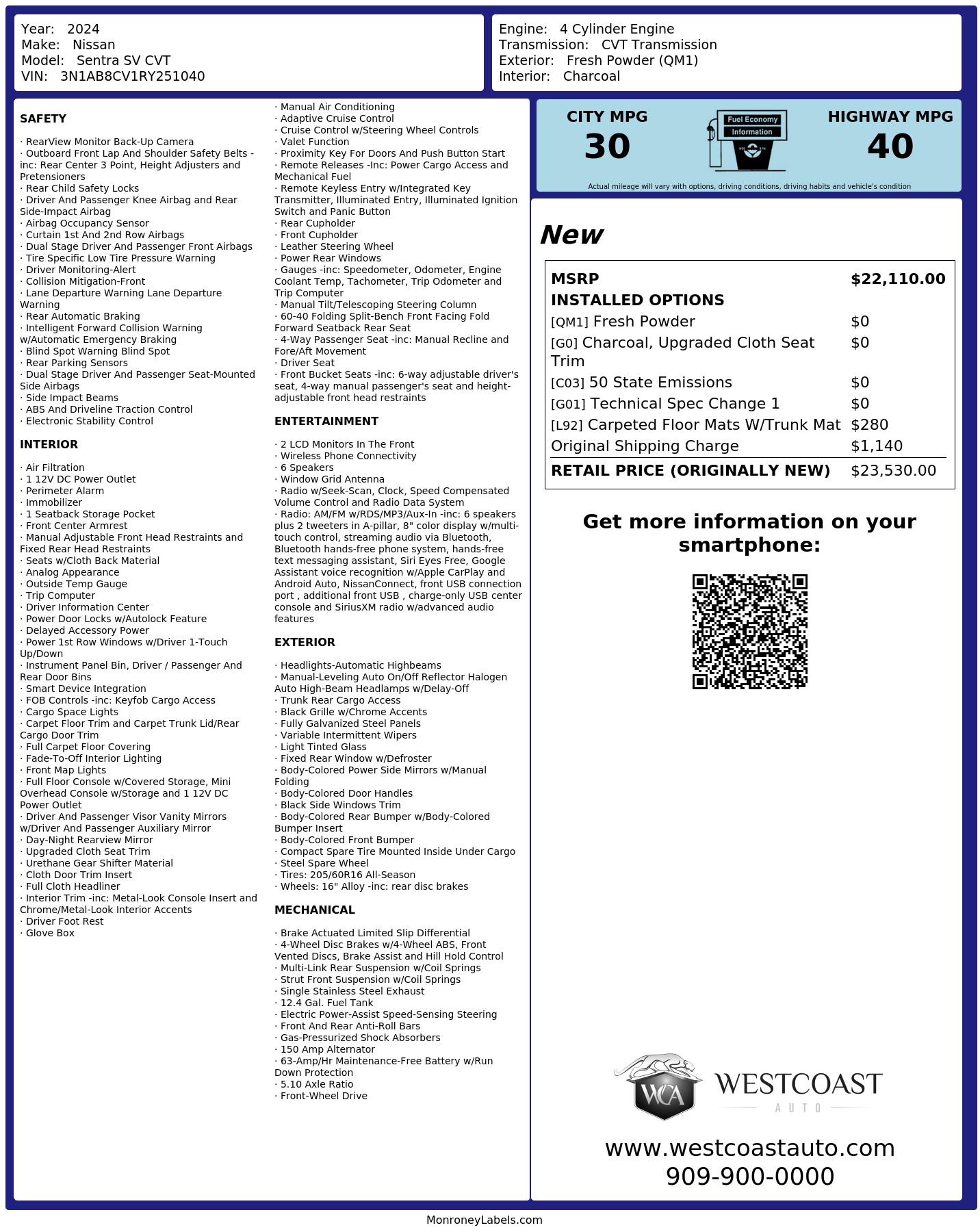 Monroney Label