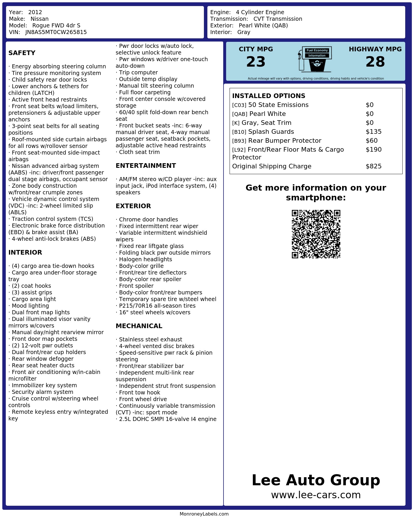 Monroney Label