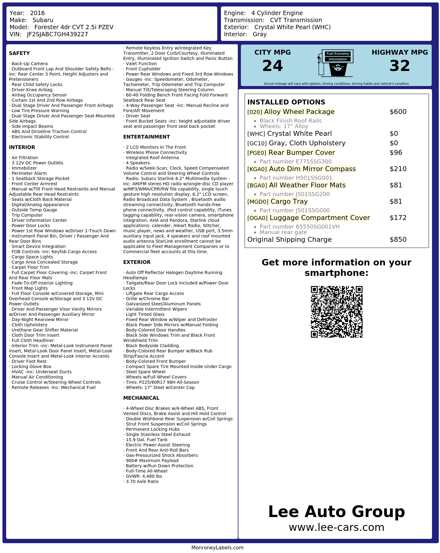 Monroney Label
