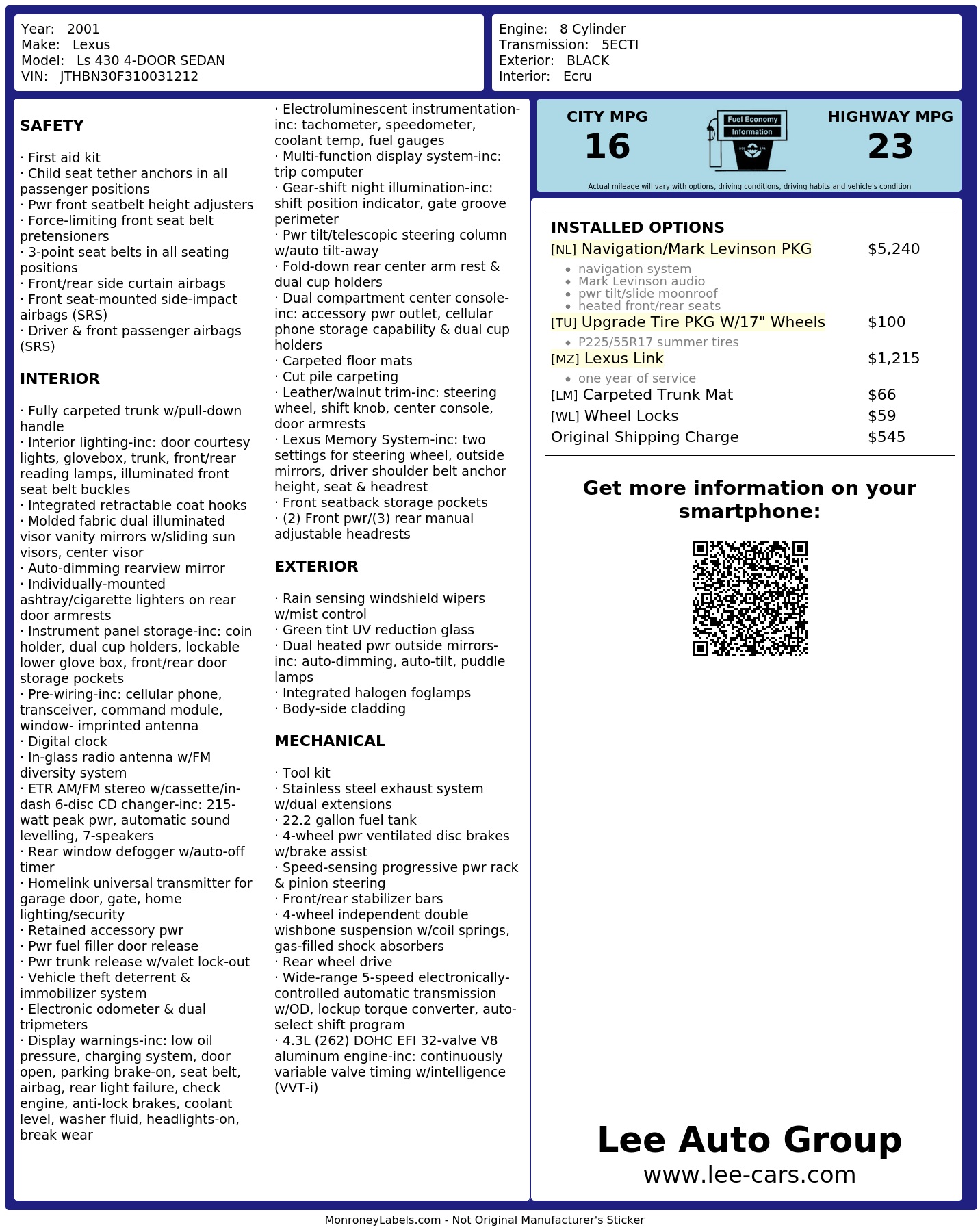 Monroney Label