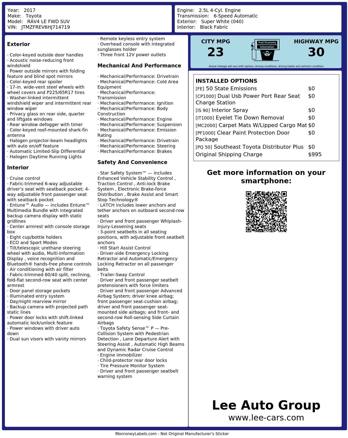Monroney Label