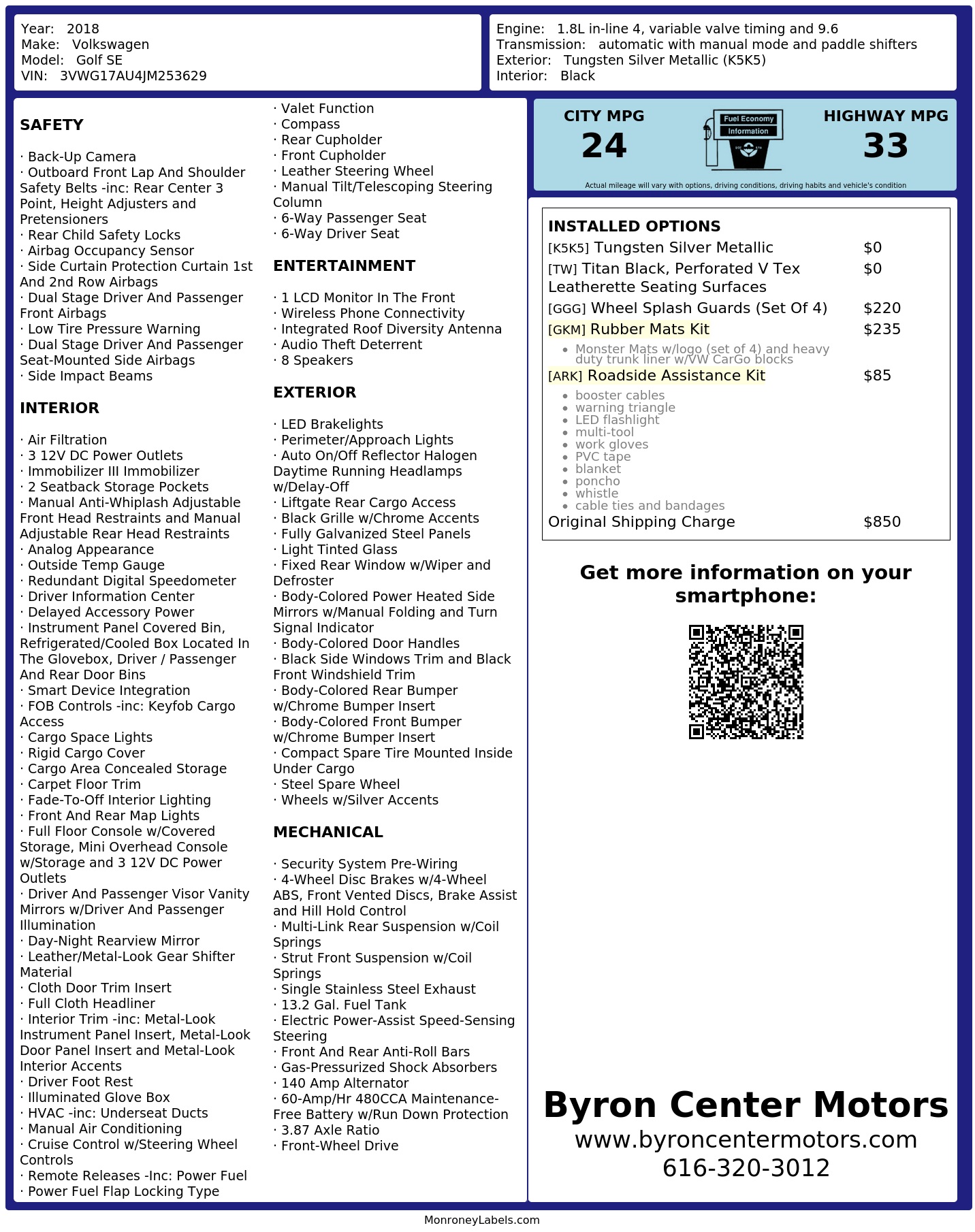 Monroney Label