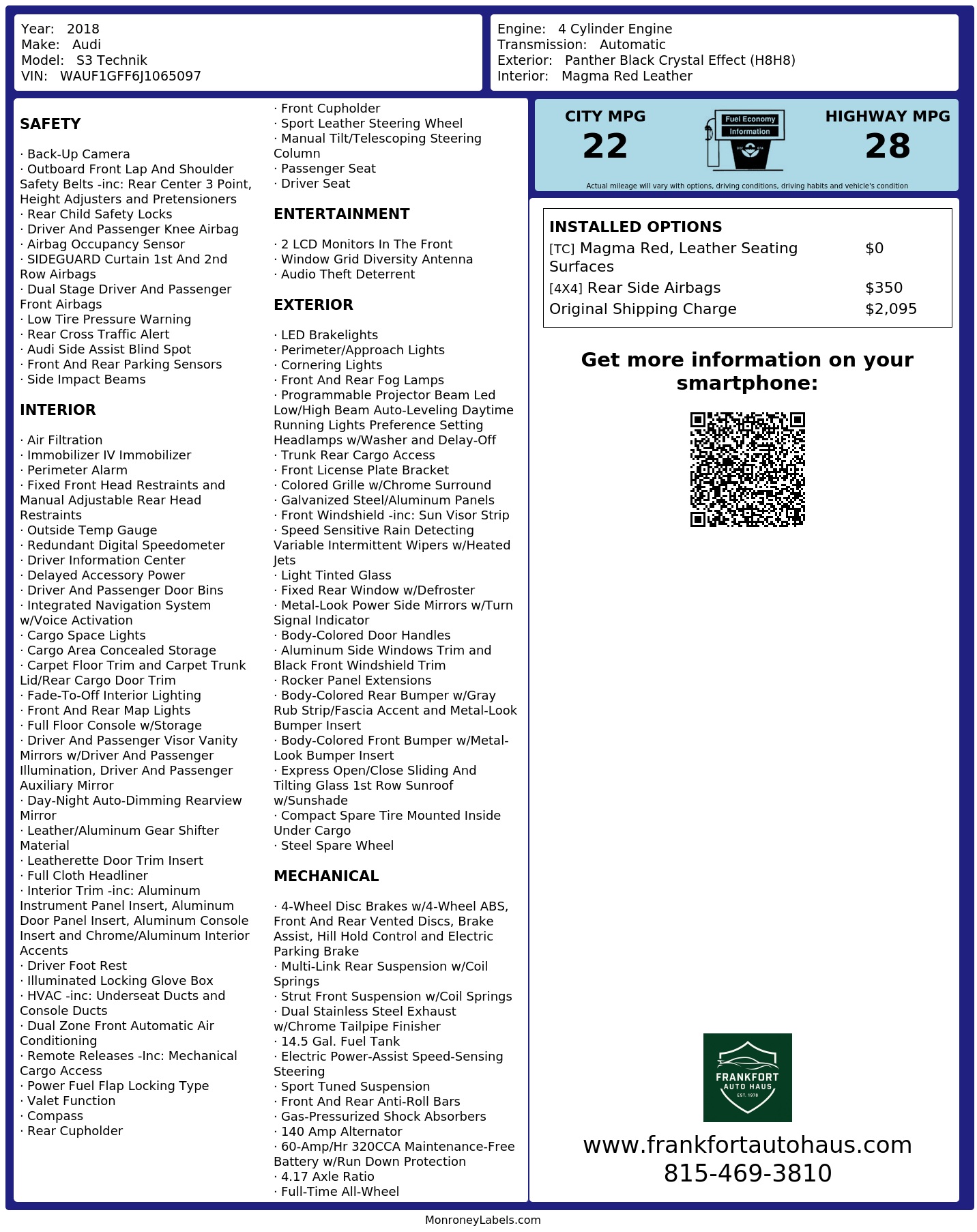 Monroney Label