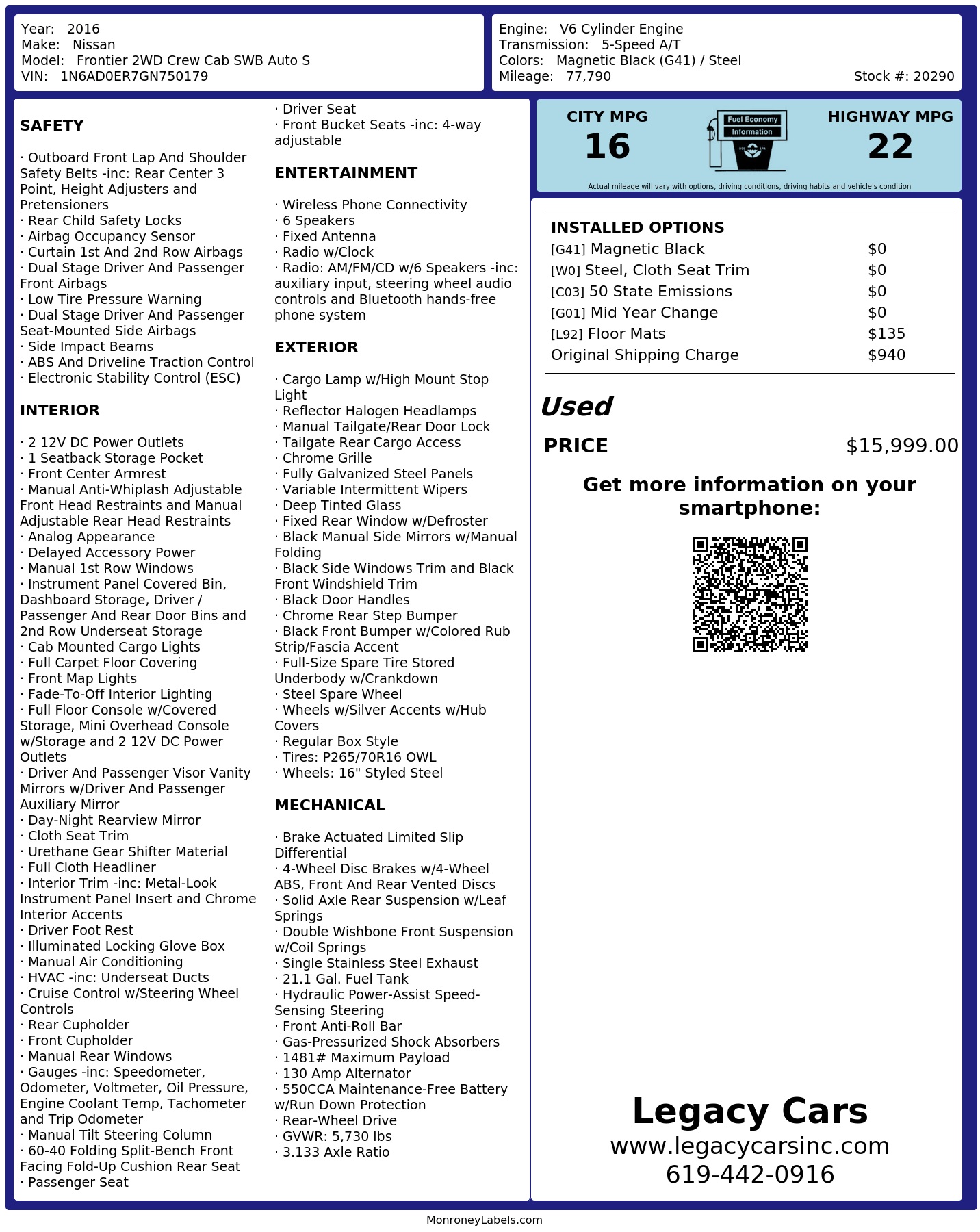 Monroney Label