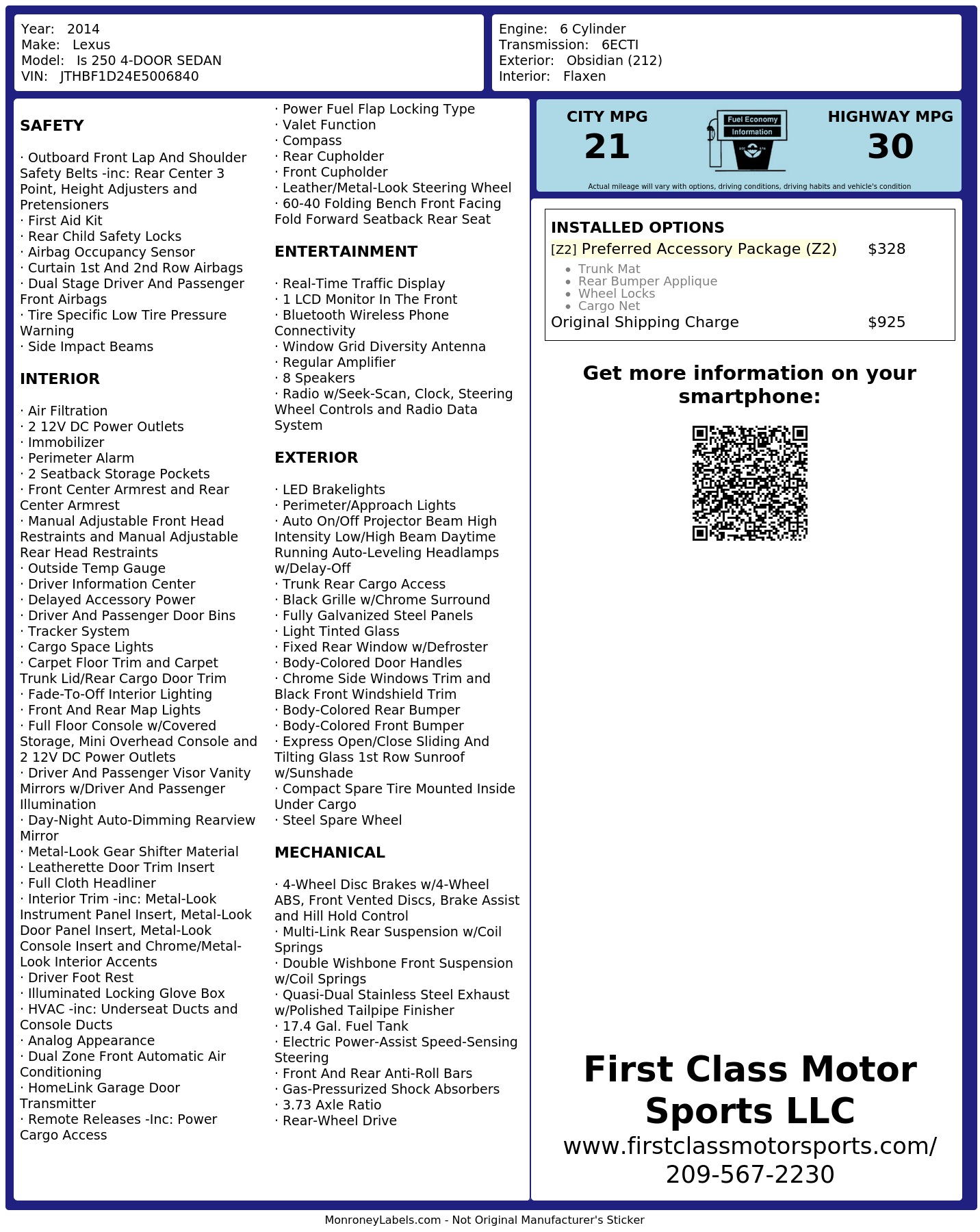 Monroney Label