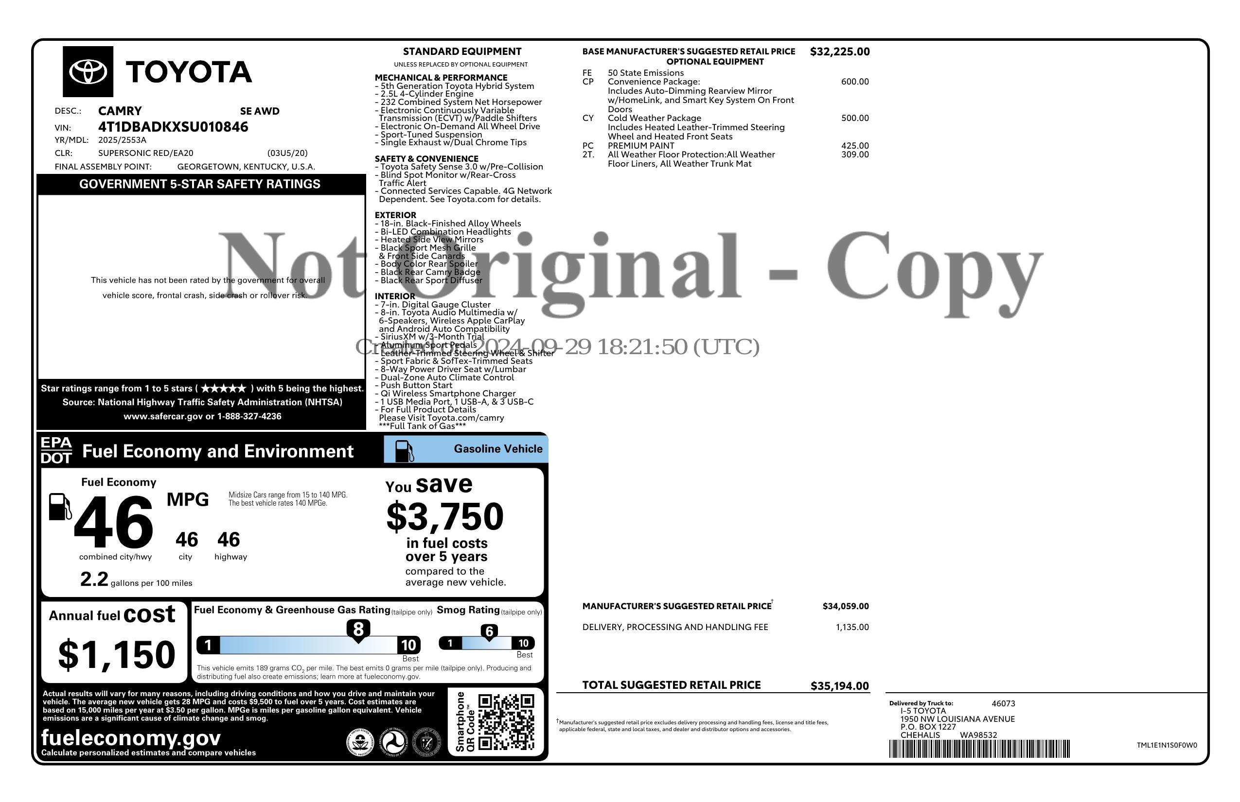 Monroney Label
