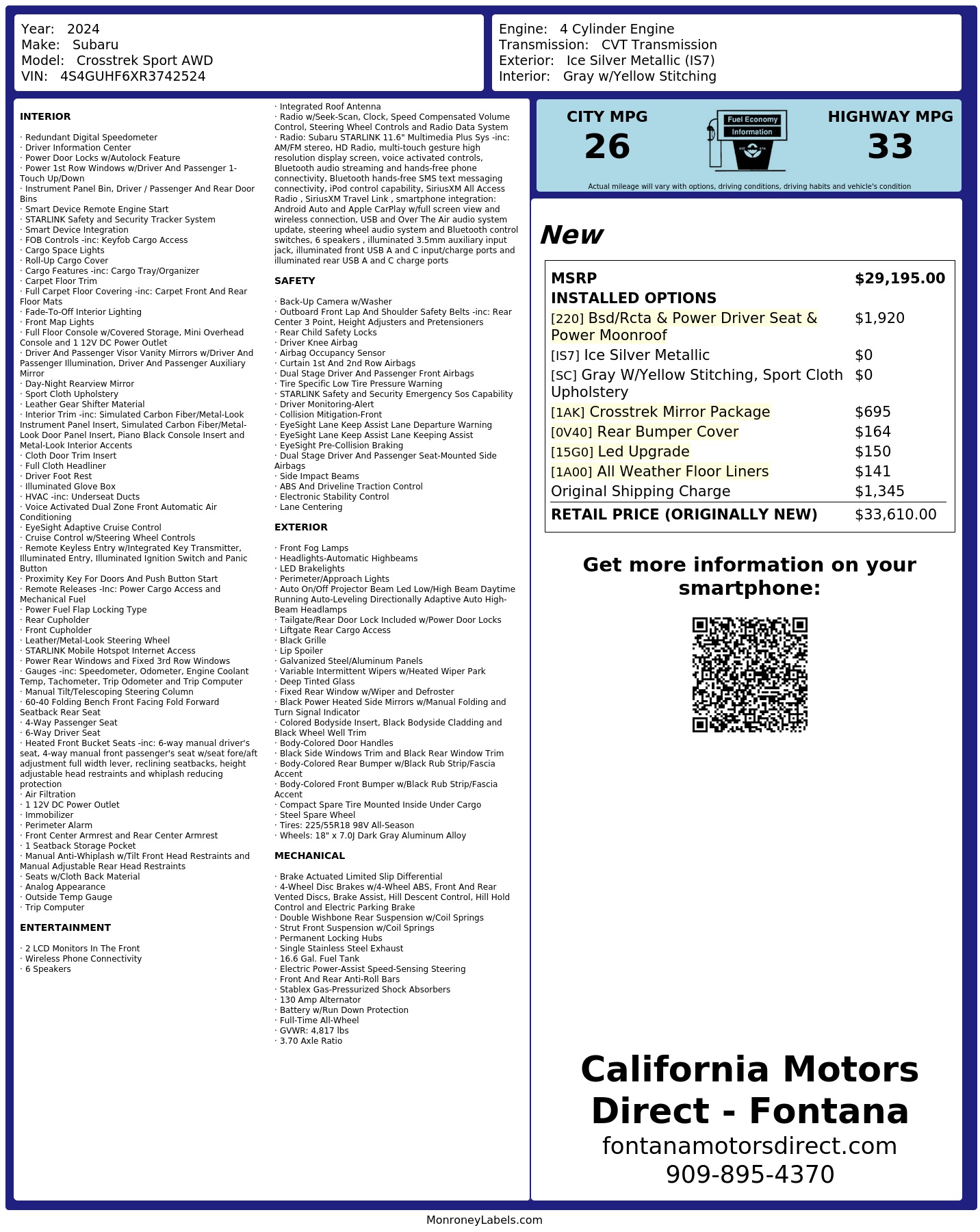 Monroney Label