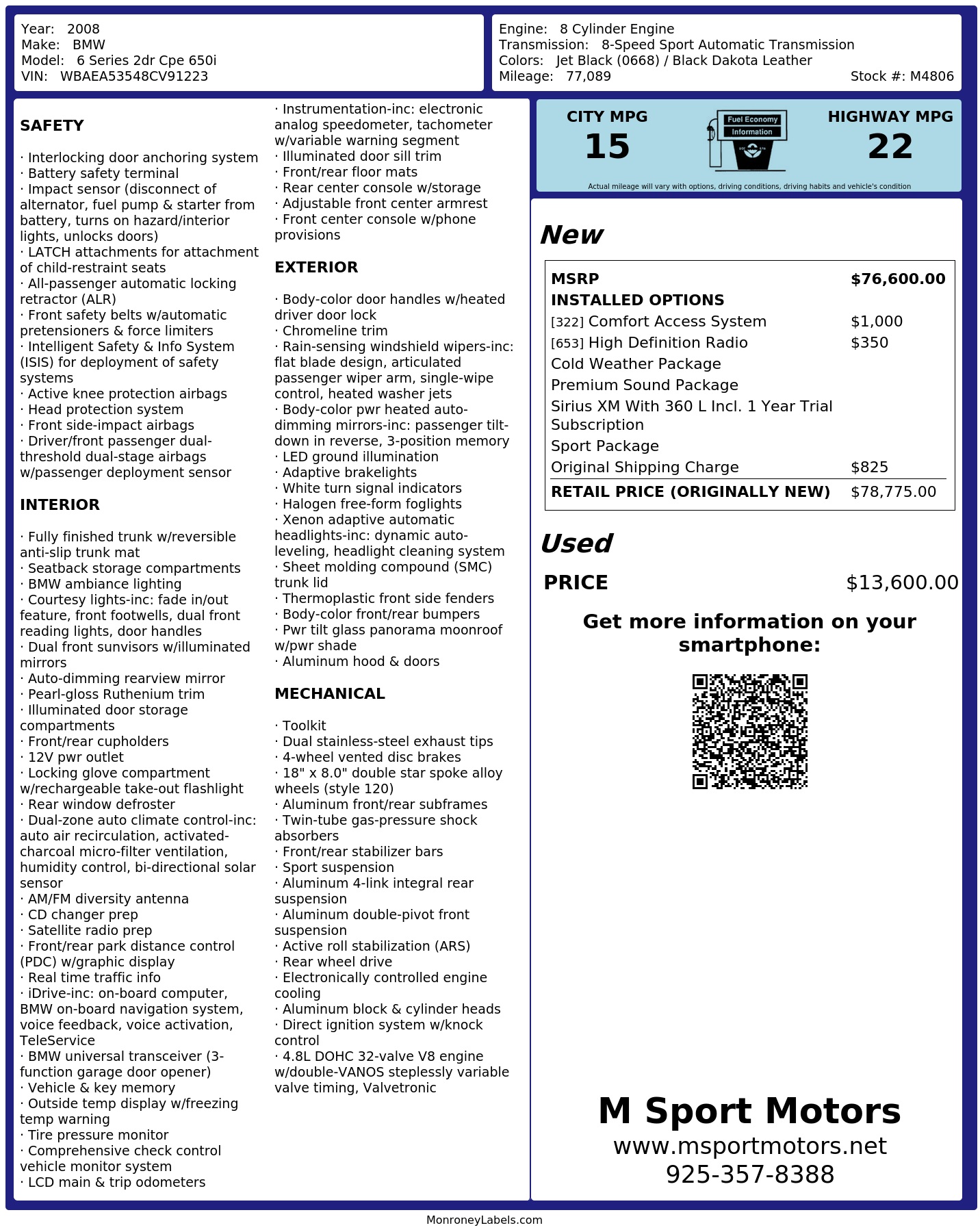 Monroney Label
