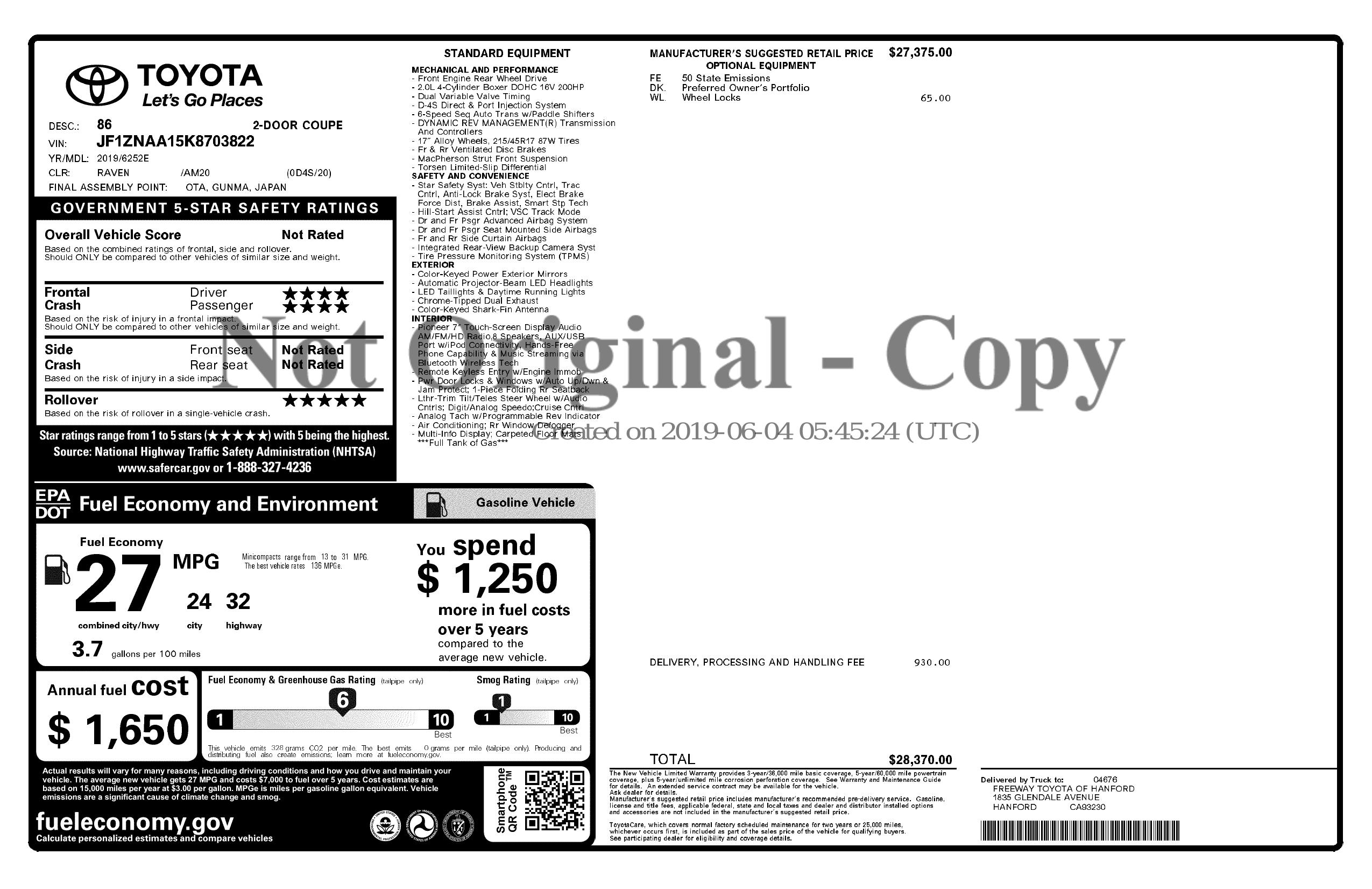 Monroney Label