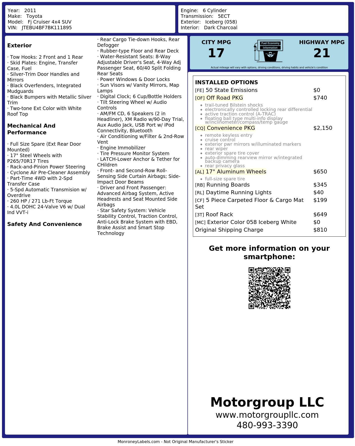 Monroney Label
