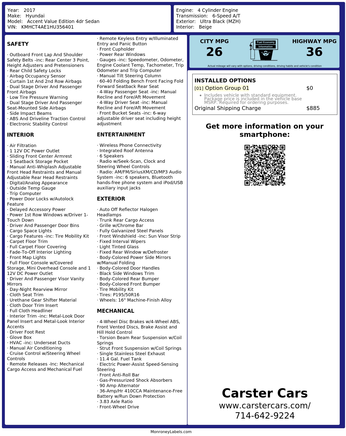 Monroney Label