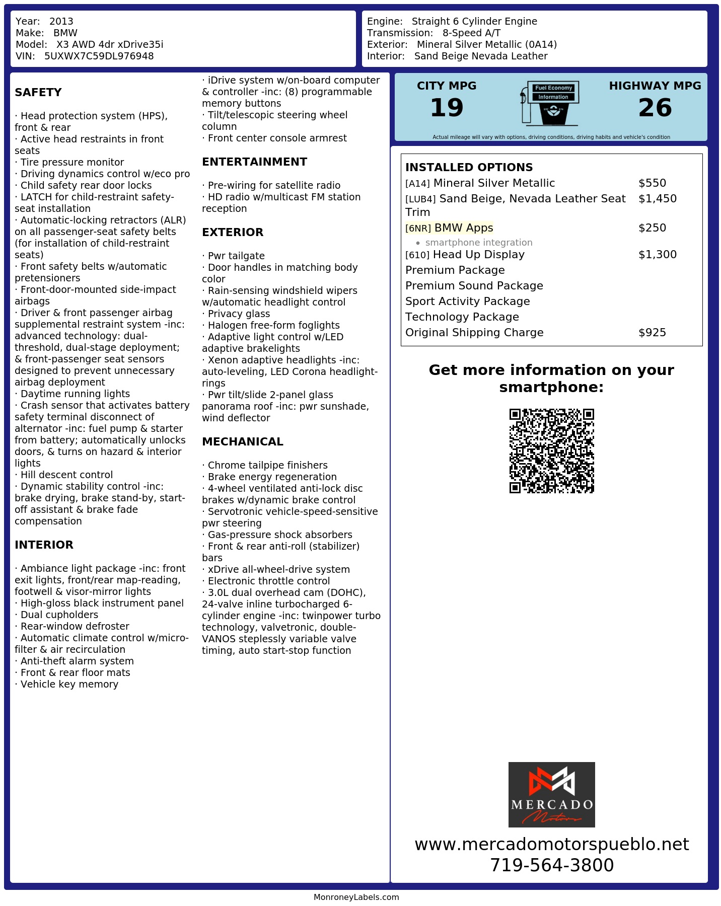 Monroney Label