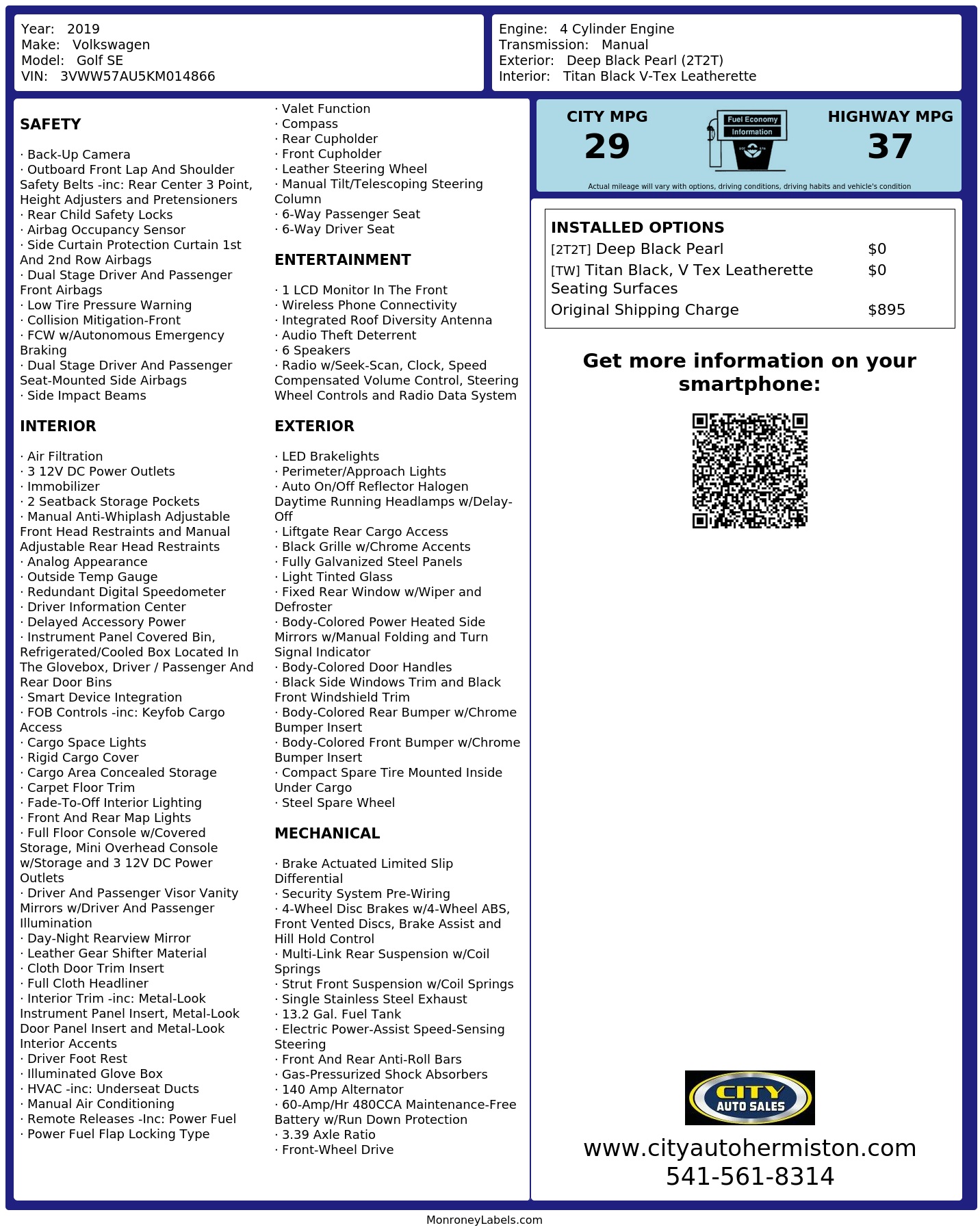 Monroney Label