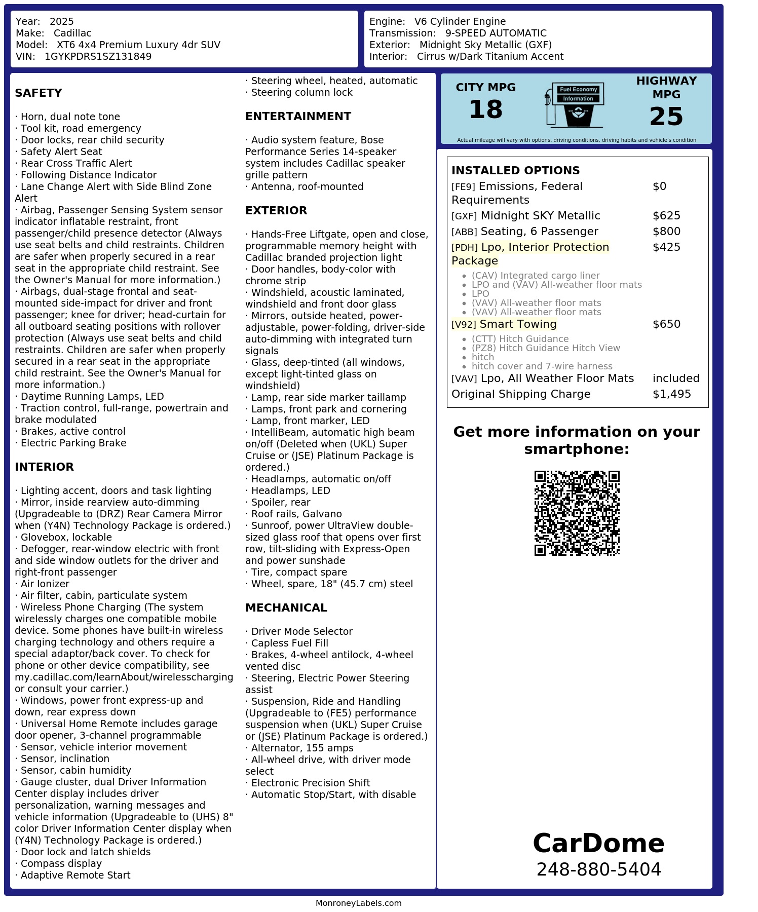 Monroney Label
