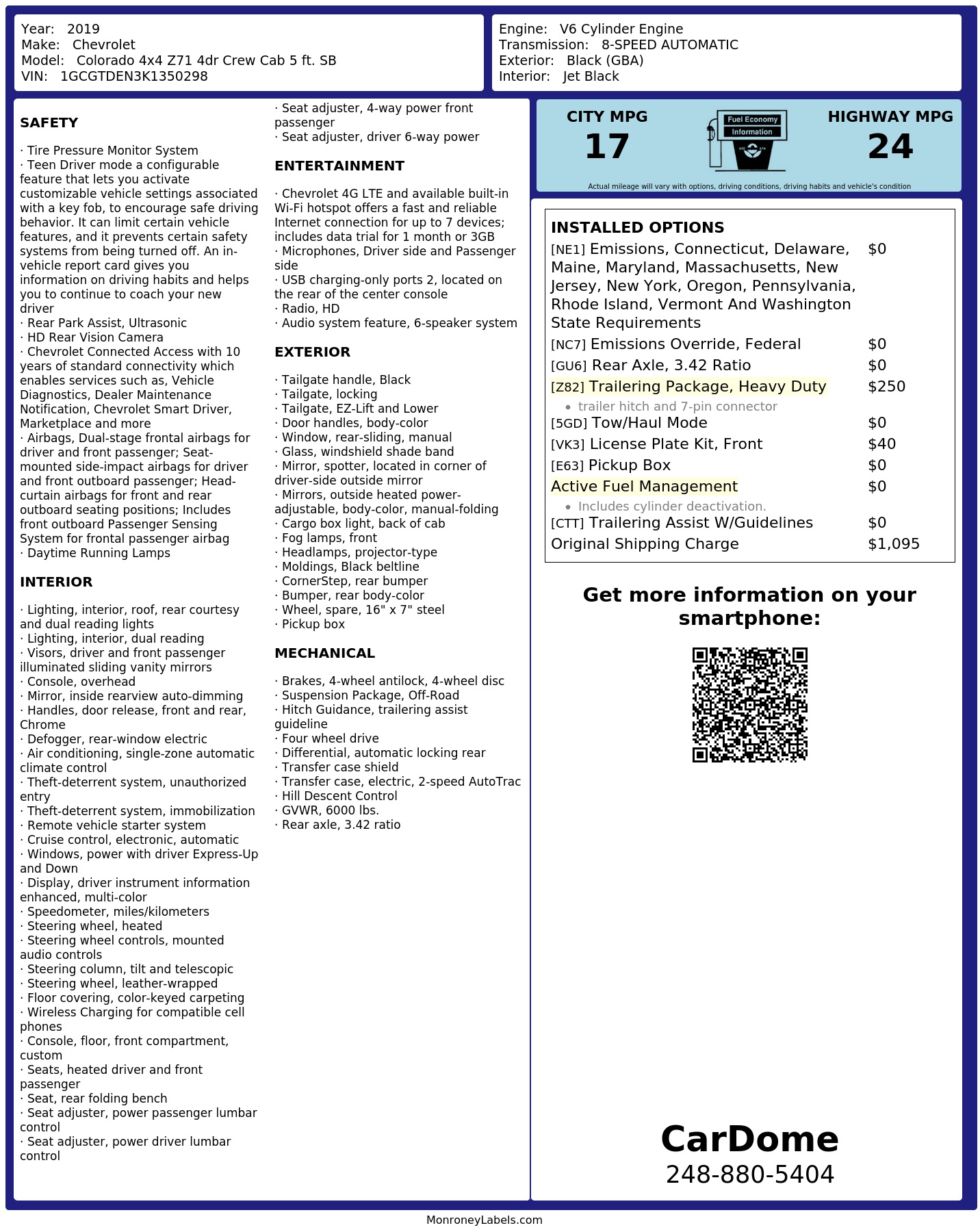 Monroney Label