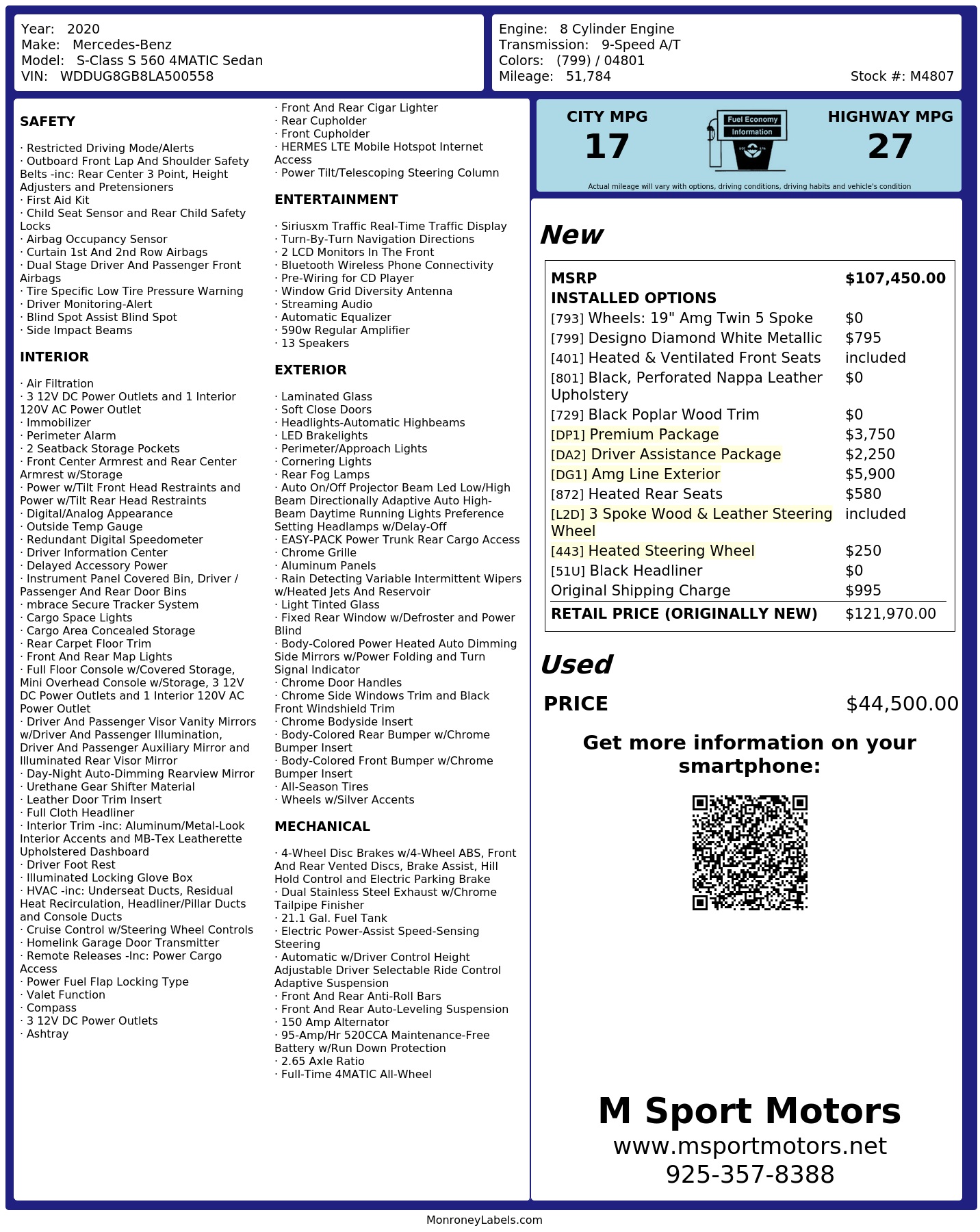 Monroney Label