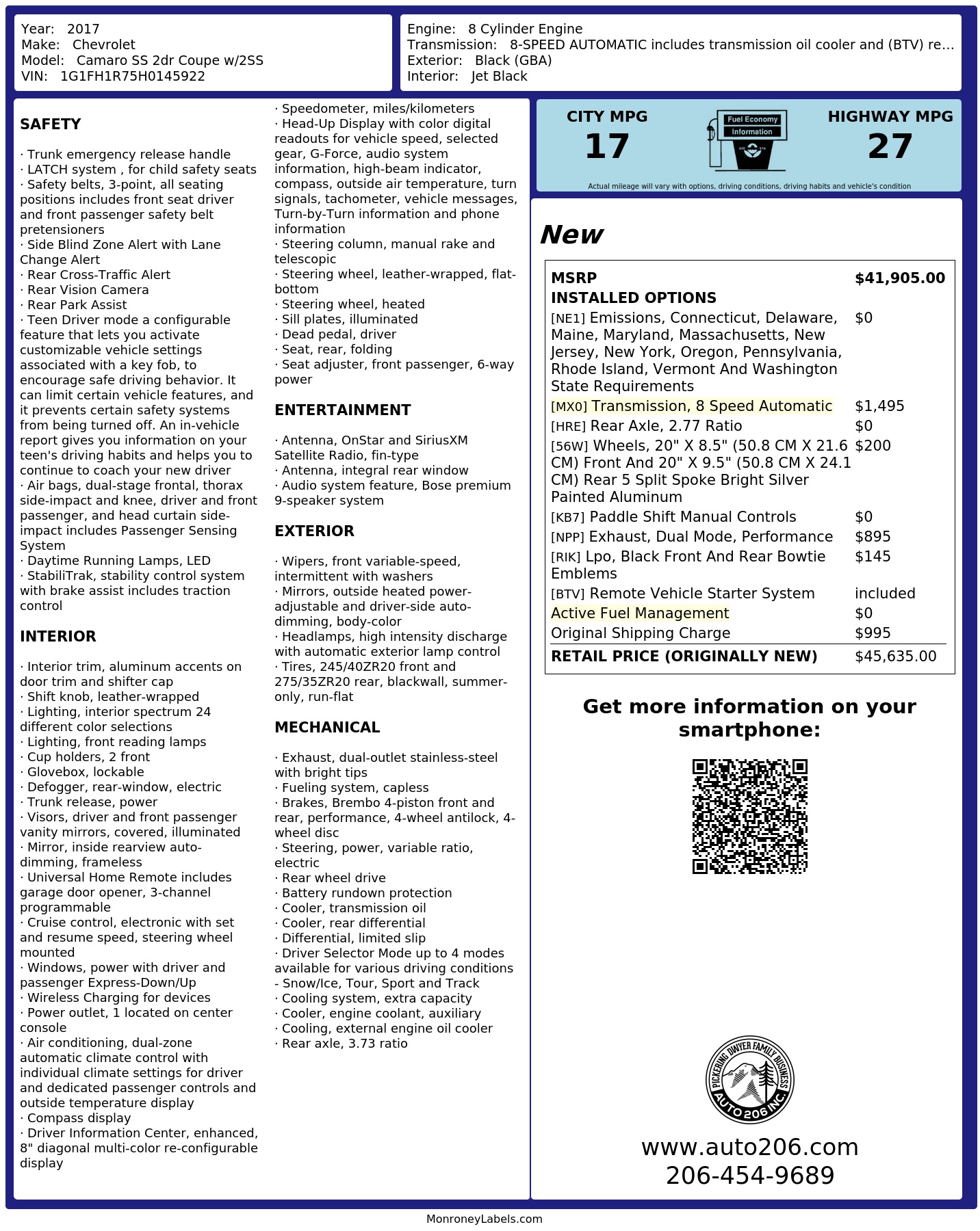 Monroney Label