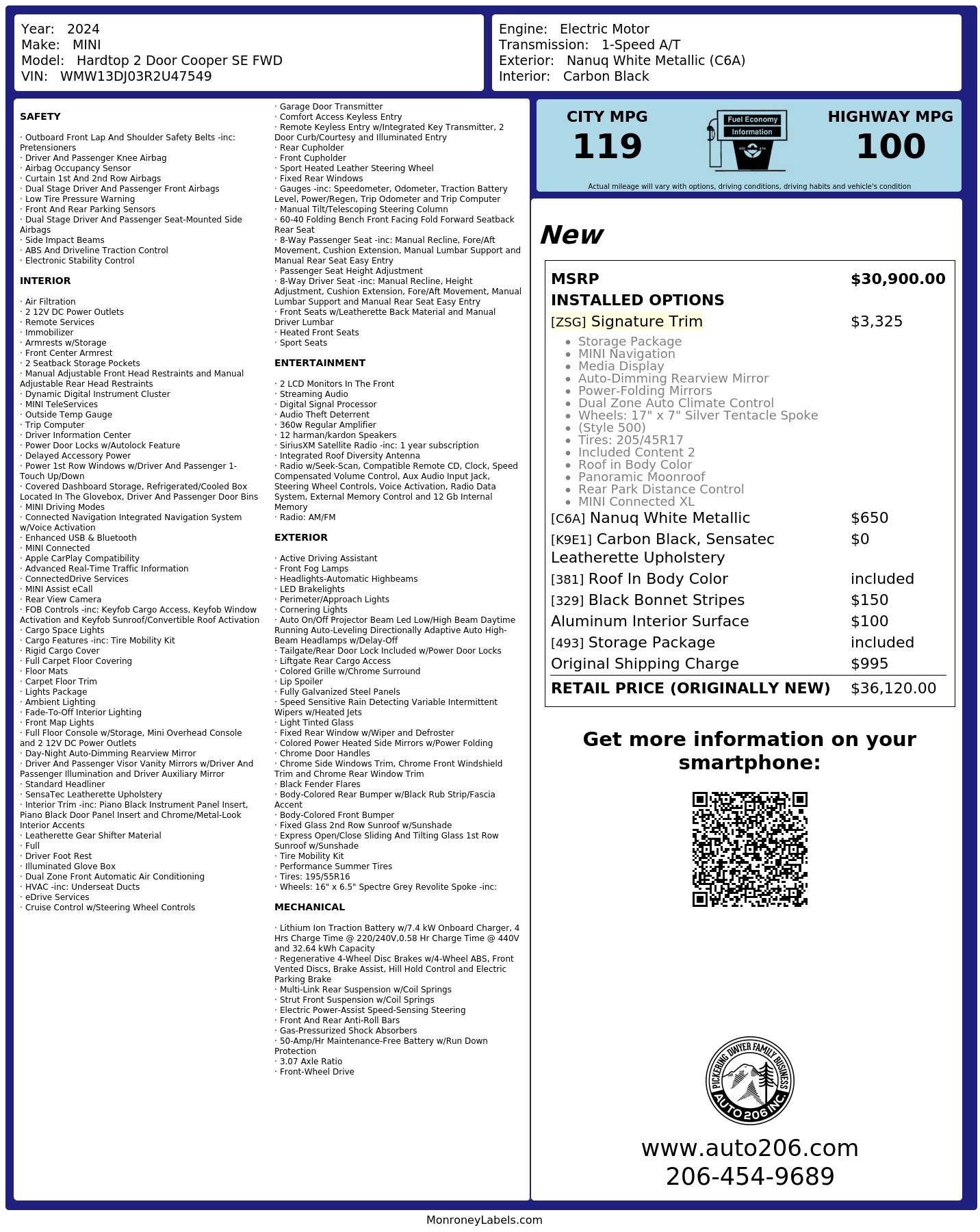 Monroney Label