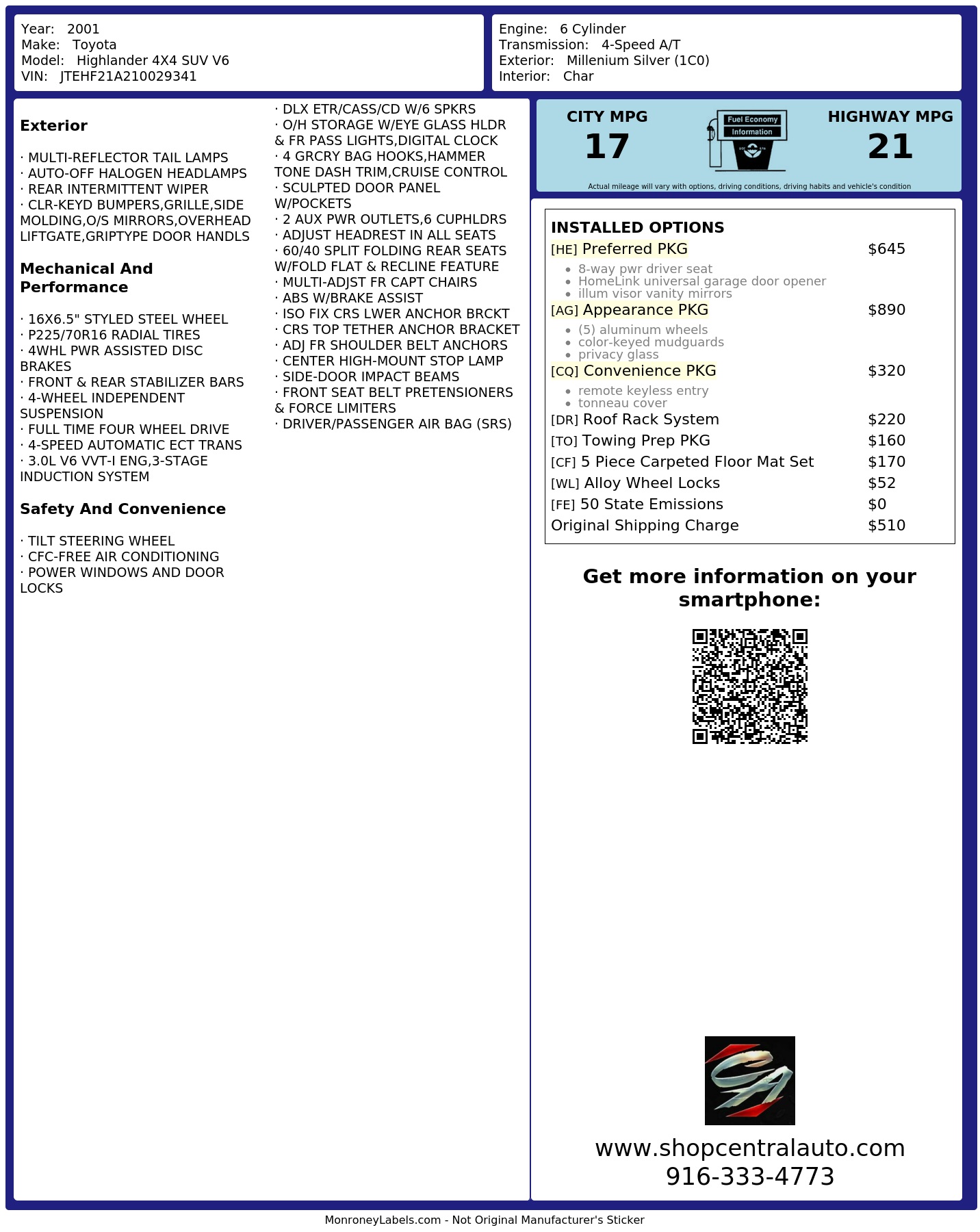 Monroney Label